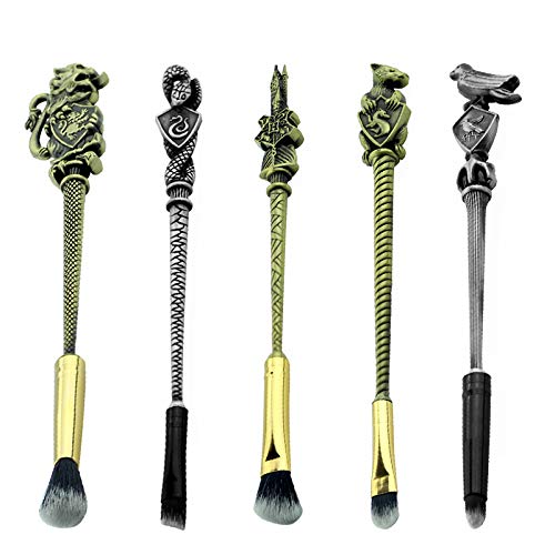 Magic Wand Makeup Brushes Set - 5pcs Professional Wizard Wand Makeup Brushes for Foundation, Blending, Blush, Eyeshadow & Lips | Soft Synthetic Bristles | Perfect for Everyday Makeup & Travel (Bronze)