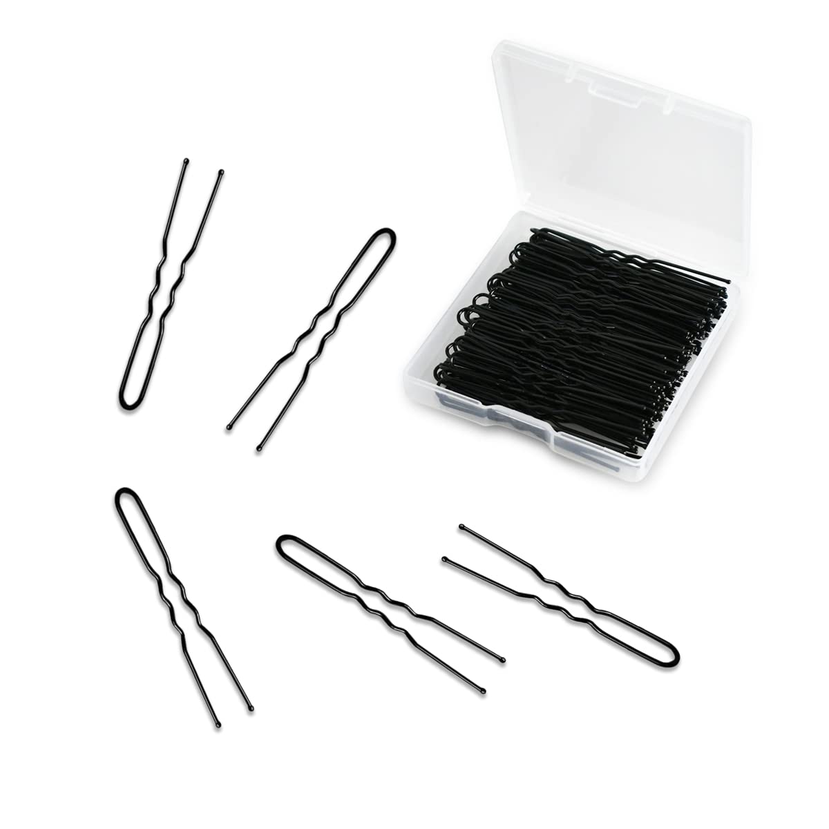100 PCS U-Shaped Invisible Hair Clips - Heavy Duty Crinkled Hairpins for Women, Ballet Bun & Updos - Black Hair Grips (2.4 Inch) - Perfect for Daily Styling, Workouts & Professional Dancers