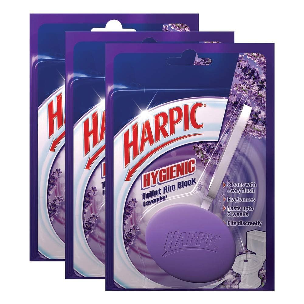 Harpic Hygienic Toilet Cleaner Rim Block, Lavender Scent - 26g (Pack of 3) | Long-Lasting Freshness & Stain Removal | Ideal for Bathroom, Toilet Bowl & Drain Cleaning