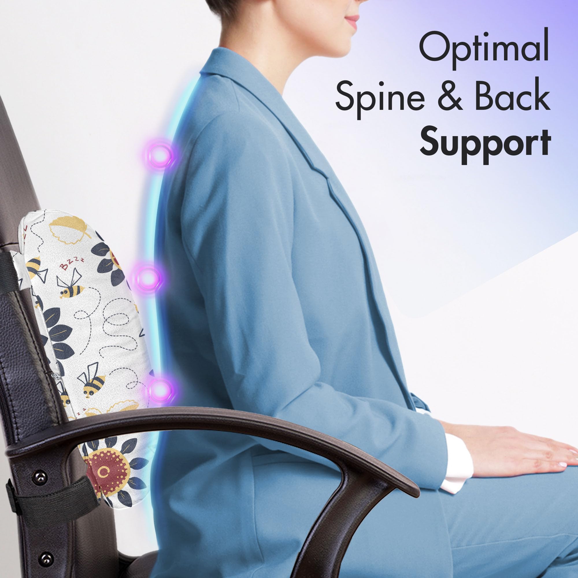 Ambesonne Bee Lumbar Support Pillow - Sunflower & Bees Design, High Density Foam for Office & Car Seats (14