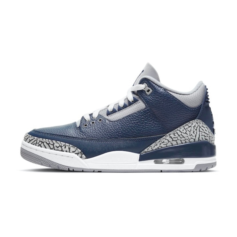 Air Jordan 3 Retro Sneakers - Georgetown Navy Grey White Basketball Shoes for Men - Perfect for Streetwear, Casual Outfits & Court Performance