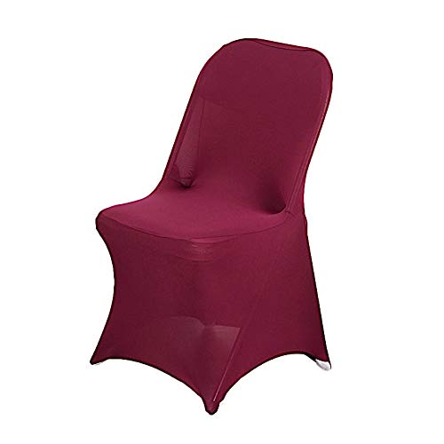 100-Pack Burgundy Spandex Stretchable Folding Chair Covers - Elastic Banquet Chair Slipcovers for Wedding, Party, Dining & Catering Events - Perfect for Reception Decor & Ceremony Supplies