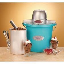 Nostalgia ICMP400BLUE 4-Quart Electric Ice Cream Maker with Easy Carry Handle - Make Homemade Ice Cream, Gelato & Frozen Yogurt - Perfect for Parties, Family Gatherings & Summer Treats