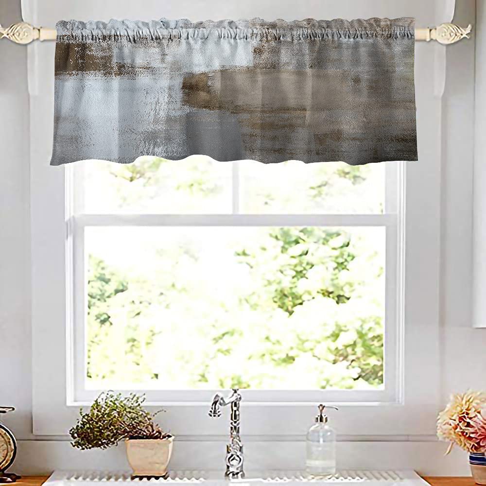 TOMWISH 52x18 Inch Brown Semi-Decorative Window Valance - Kitchen, Bathroom, Living Room & Bedroom Curtain for Privacy & Style (1 Pack) - Perfect for Small Windows, Farmhouse Decor & Cozy Home Aesthetics