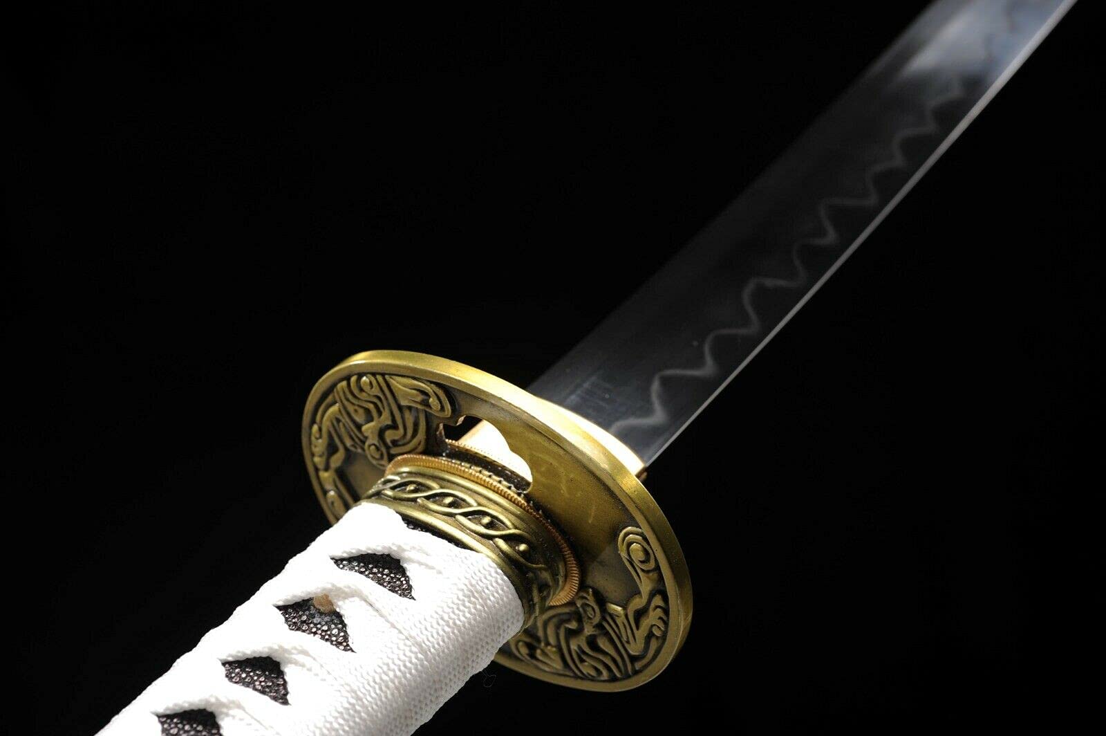 Authentic Japanese Samurai Katana Sword - Handcrafted T-10 High Carbon Steel Clay Tempered Blade with Mirror Polish - Perfect for Martial Arts Training, Cosplay & Collectors Display