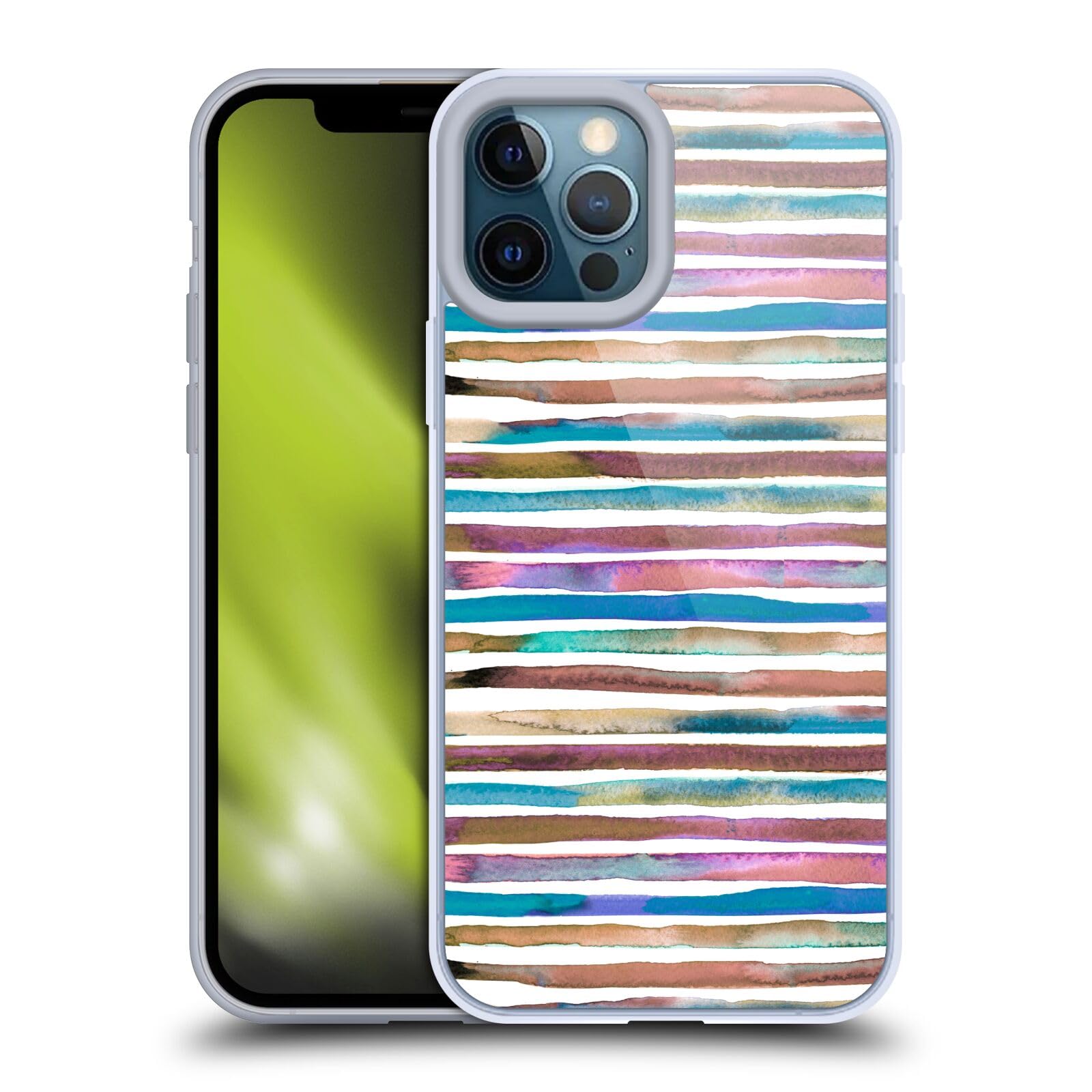 Officially Licensed Ninola Watercolor Blue Purple Stripes Soft Gel Case for Apple iPhone 12 Pro Max - Durable Protection with Stylish Design, Perfect for Everyday Use, Travel & Work