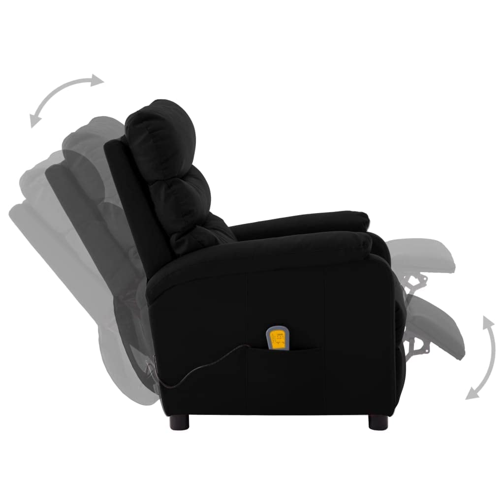 Electric Massage Recliner Chair with Heat & Vibration - Black Faux Leather Living Room & Bedroom Reclining Chair for Relaxation, Pain Relief & Home Theater Comfort
