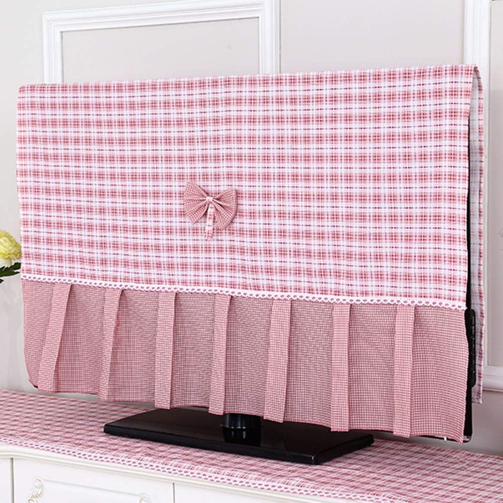 Pink TV Dust Cover 55 Inches - Soft Lattice Bow Cloth Protector for LCD/LED/Plasma Screens, Breathable Dustproof Monitor Cover for Living Room, Bedroom & Office (128 x 76 cm)