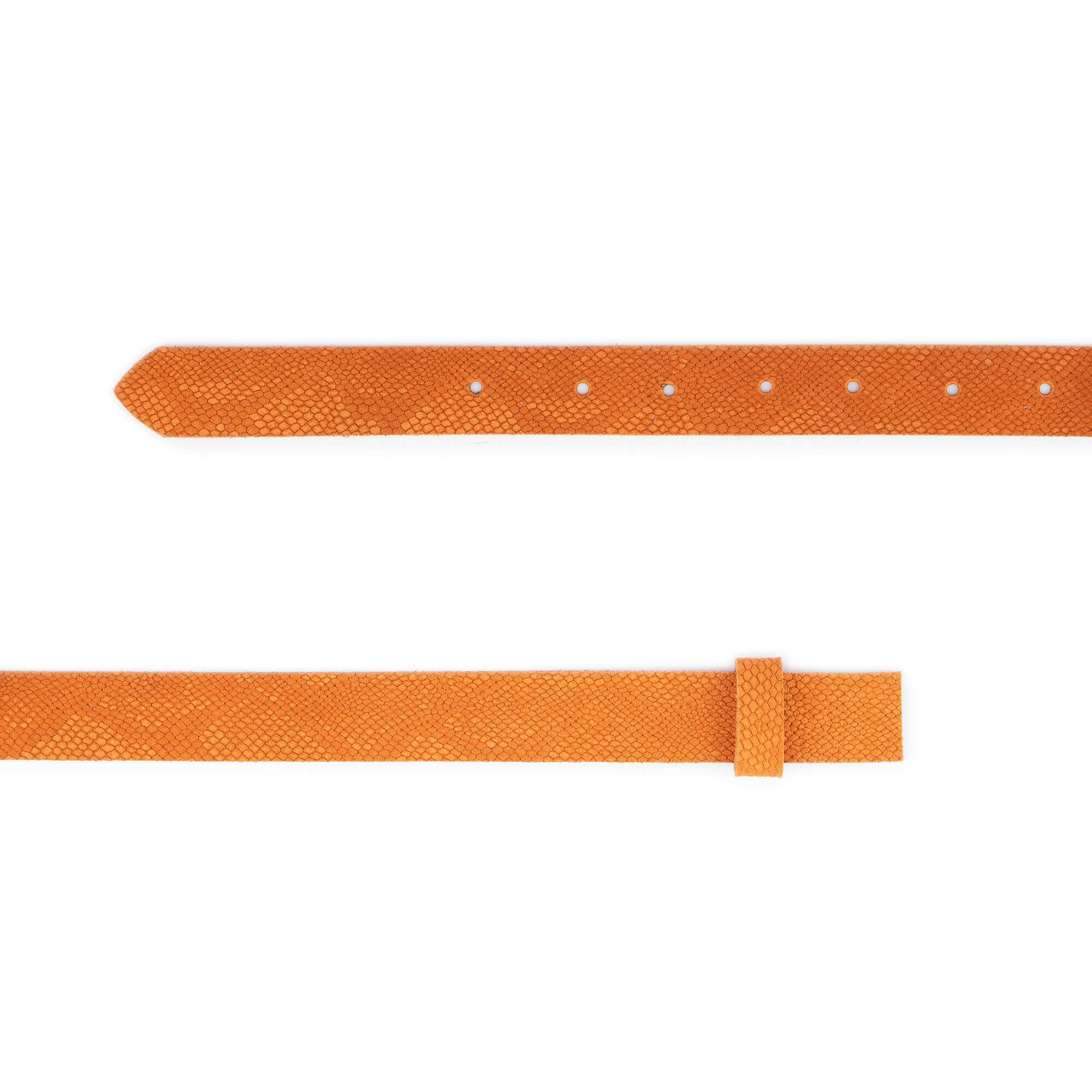 Premium Orange Suede Snake Embossed Belt Strap 2.5cm - Replacement Strap for Dunhill Buckles | Perfect for Dress Pants, Jeans & Formal Attire