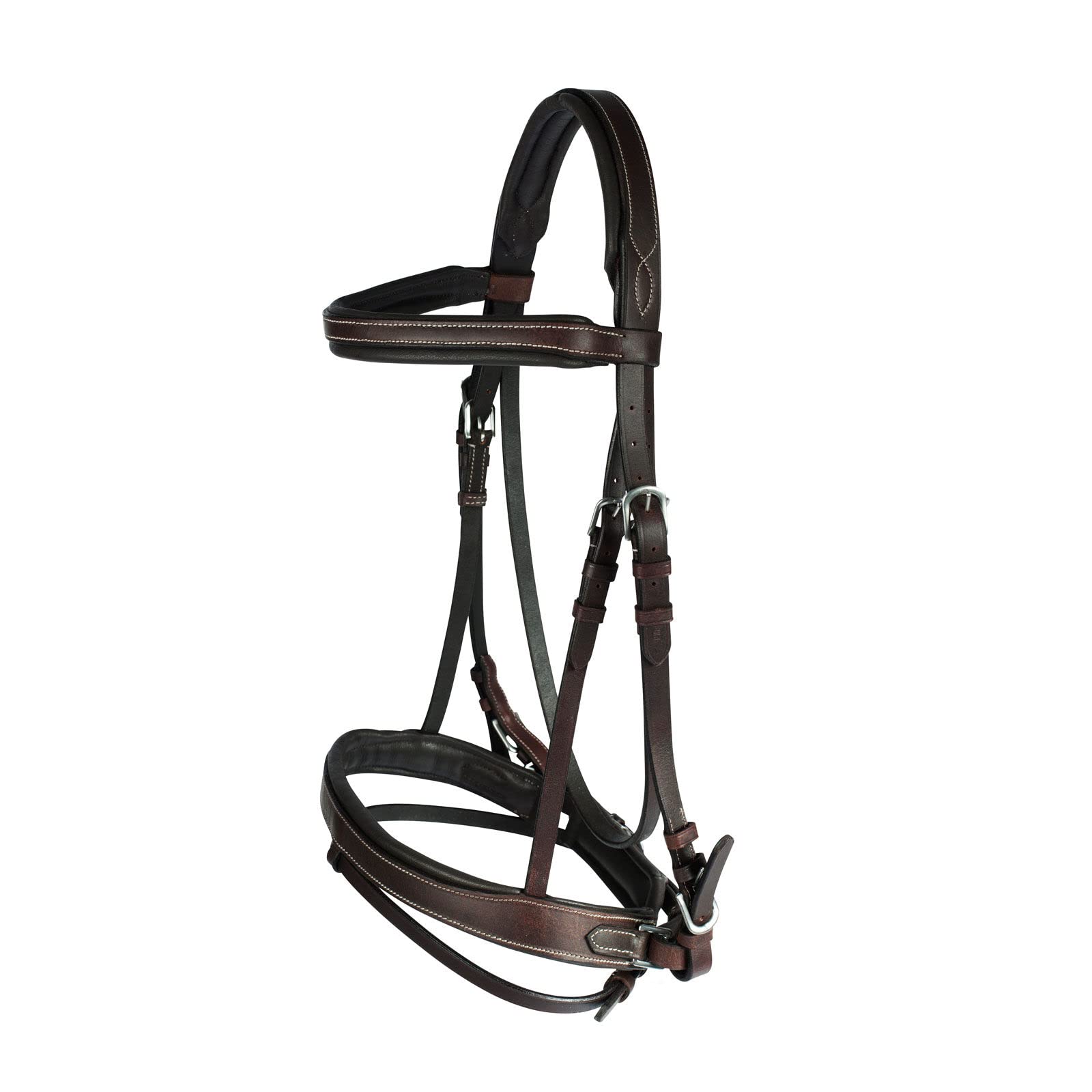 HORZE Venice Padded Synthetic Leather Snaffle Bridle with Flash and Reins - Comfortable Equestrian Horse Bridle for Dressage, Jumping & Trail Riding