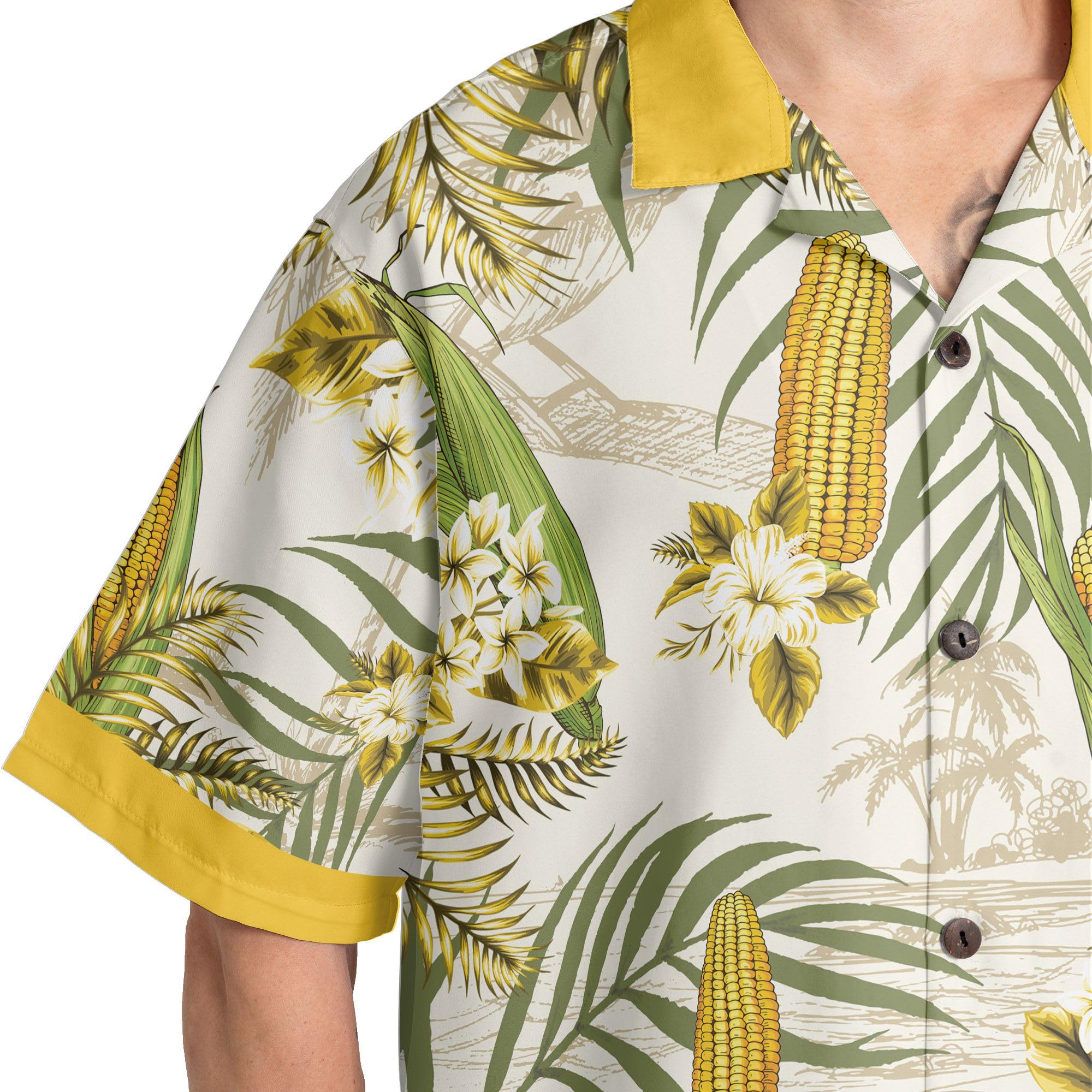 HYPERFAVOR Men's & Women's Corn Hawaiian Shirts - Short Sleeve Corn on Cob Print T-Shirts - Fun Corn Lover Gifts for Summer Parties & BBQ Events