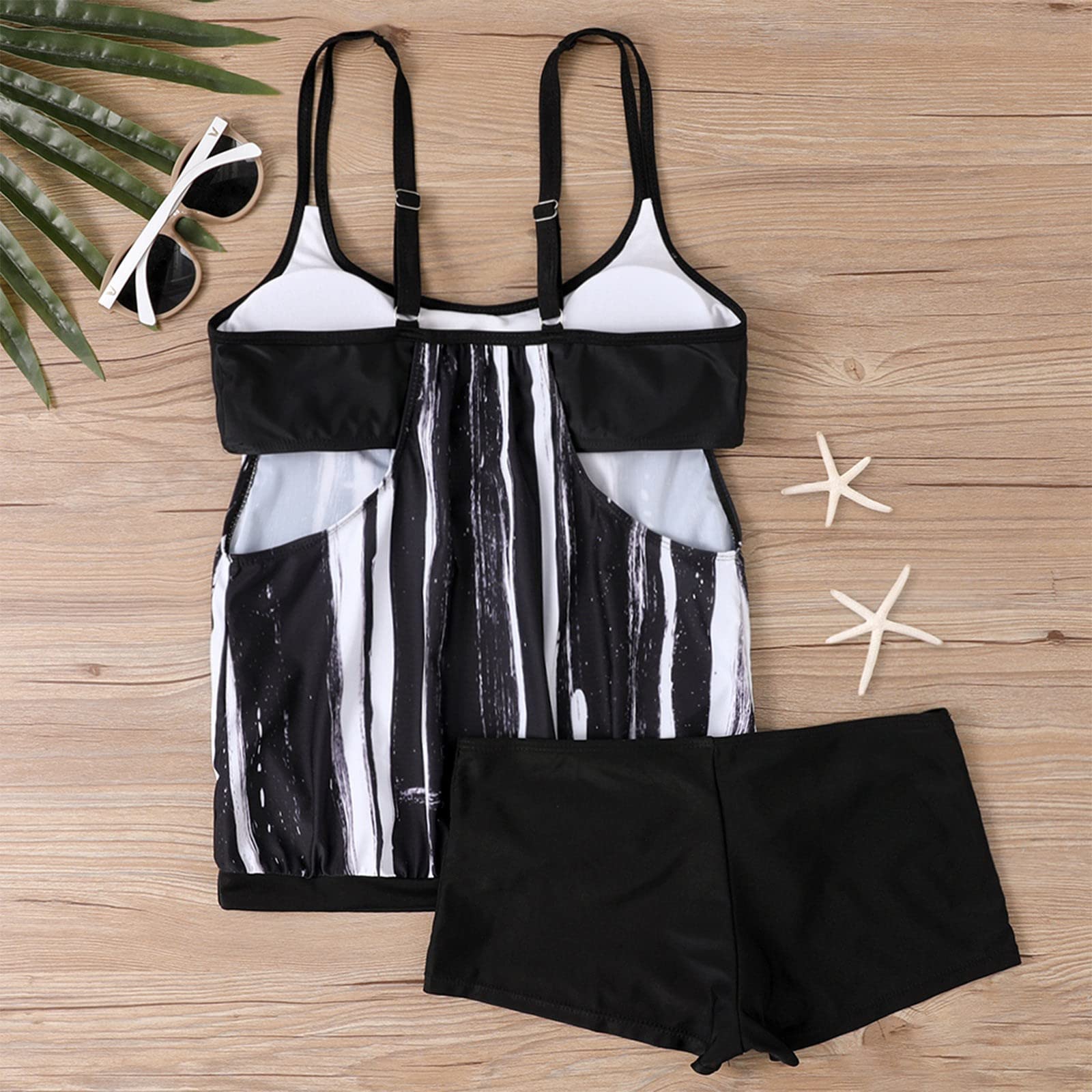 Trendy 2024 Women's Tankini Swimsuits - Floral Print Two Piece Bathing Suit with Sling Swim Top & Boyshorts for Beach, Pool & Summer Vacations