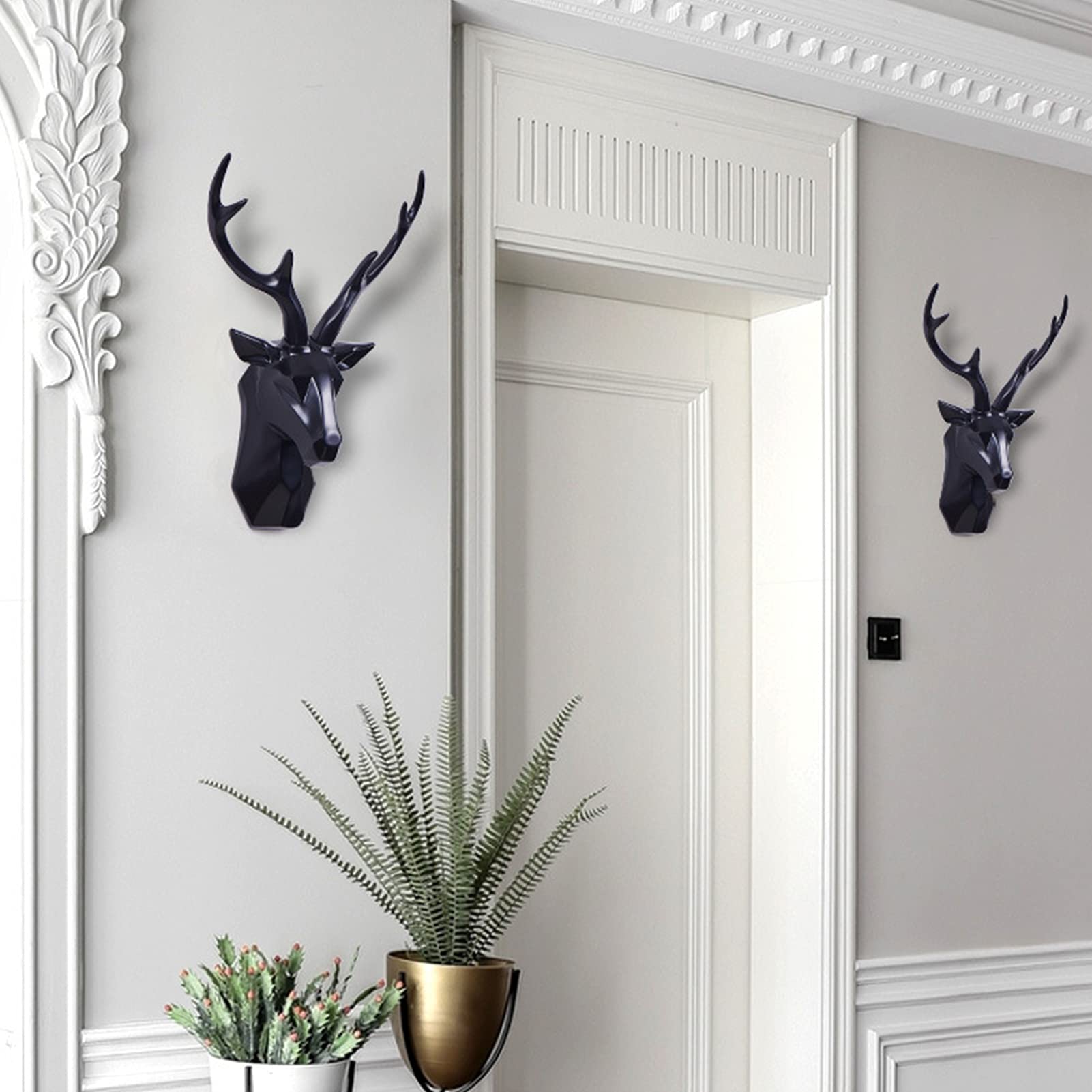 Large Faux Deer Head Wall Decor - Artificial Taxidermy Antler Wall Mount for Home & Office Decoration | Rustic Cabin, Hunting Lodge, or Modern Interior Design Accent