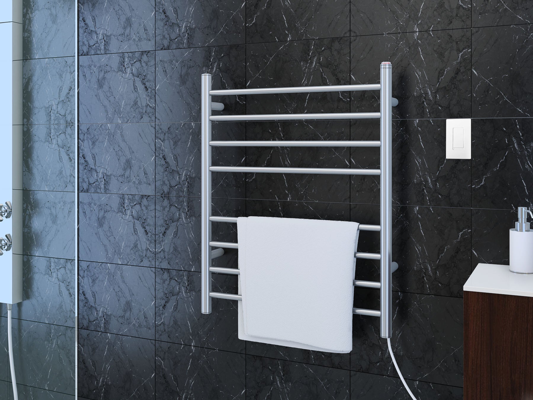 Ancona Prestige Dual 8 Bar Hardwired & Plug-in Stainless Steel Towel Warmer with WiFi Timer - Bathroom Luxury Heated Towel Rack for Spa, Hotel & Home Use