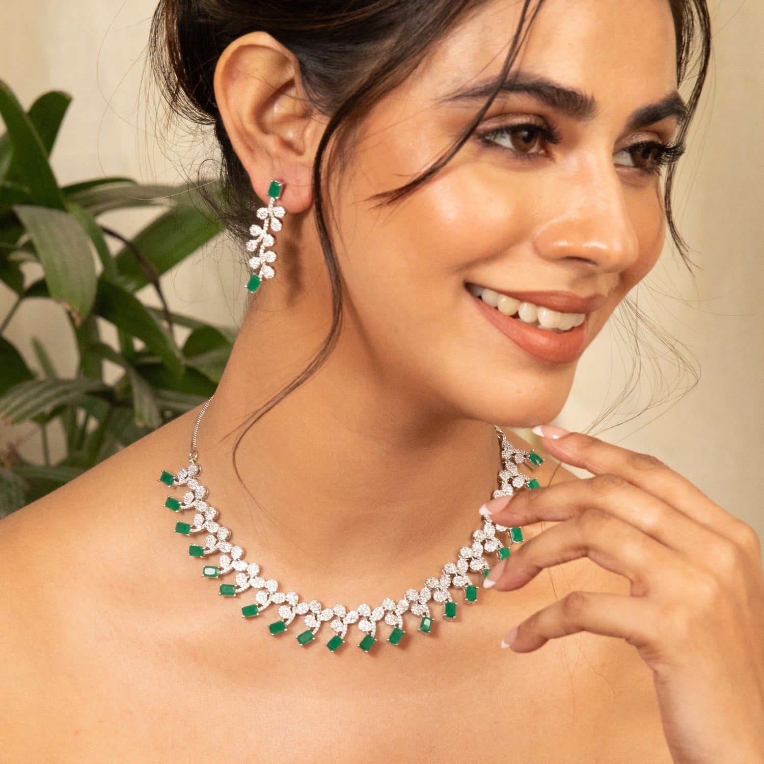 Tiye Nakshatra Cubic Zirconia Necklace Set - Elegant CZ Jewelry for Women, Perfect for Weddings, Parties & Special Occasions