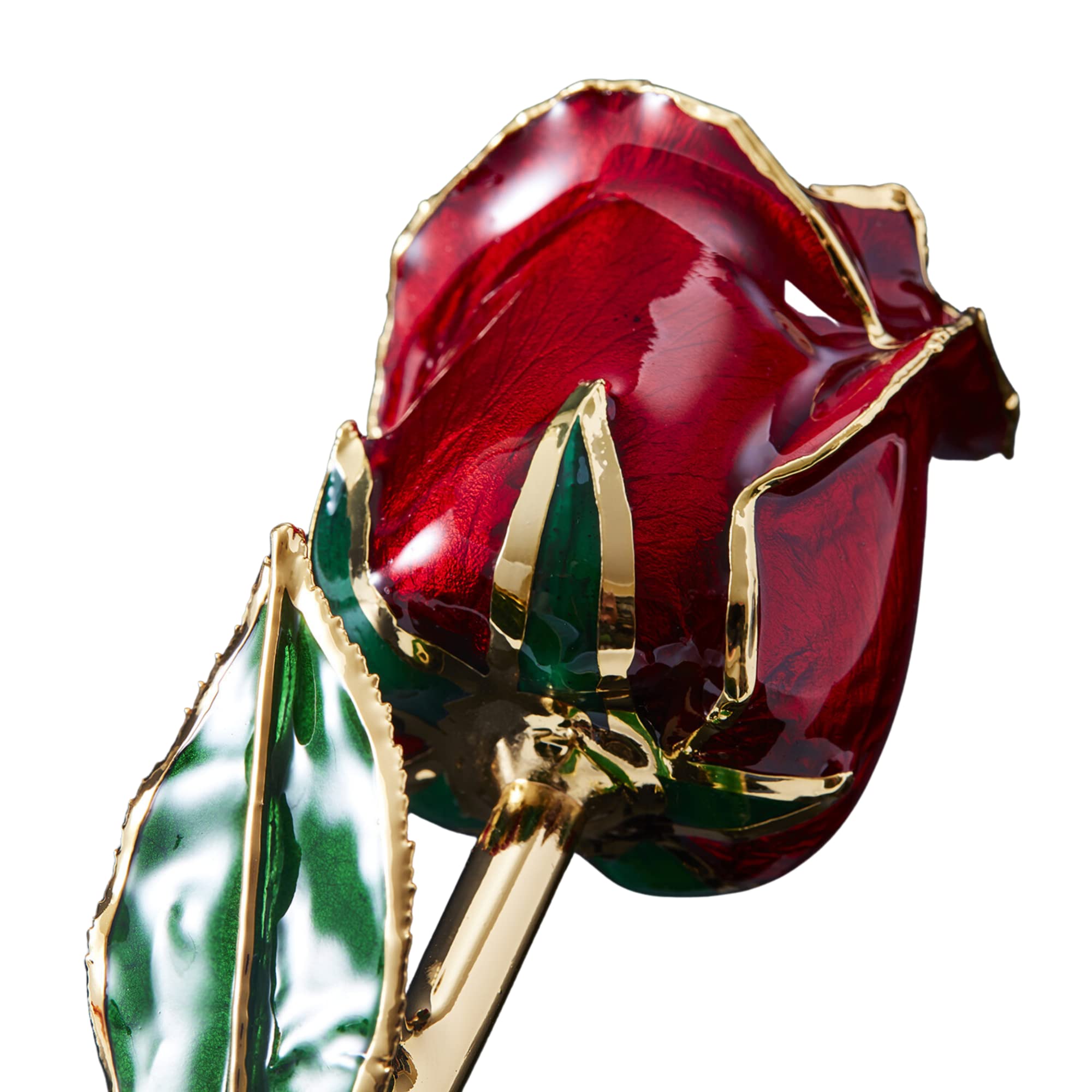 24K Gold Dipped Eternal Rose Pearl Collection - Luxury Preserved Real Rose Gift for Women (Crimson Red) - Anniversary, Valentine's Day & Romantic Home Decor