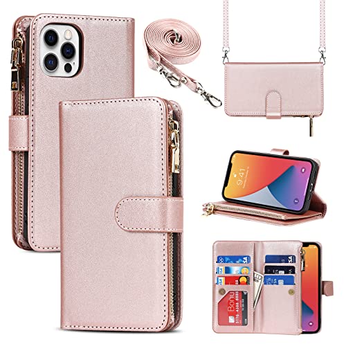 9 Card Slots Lanyard RoseGold