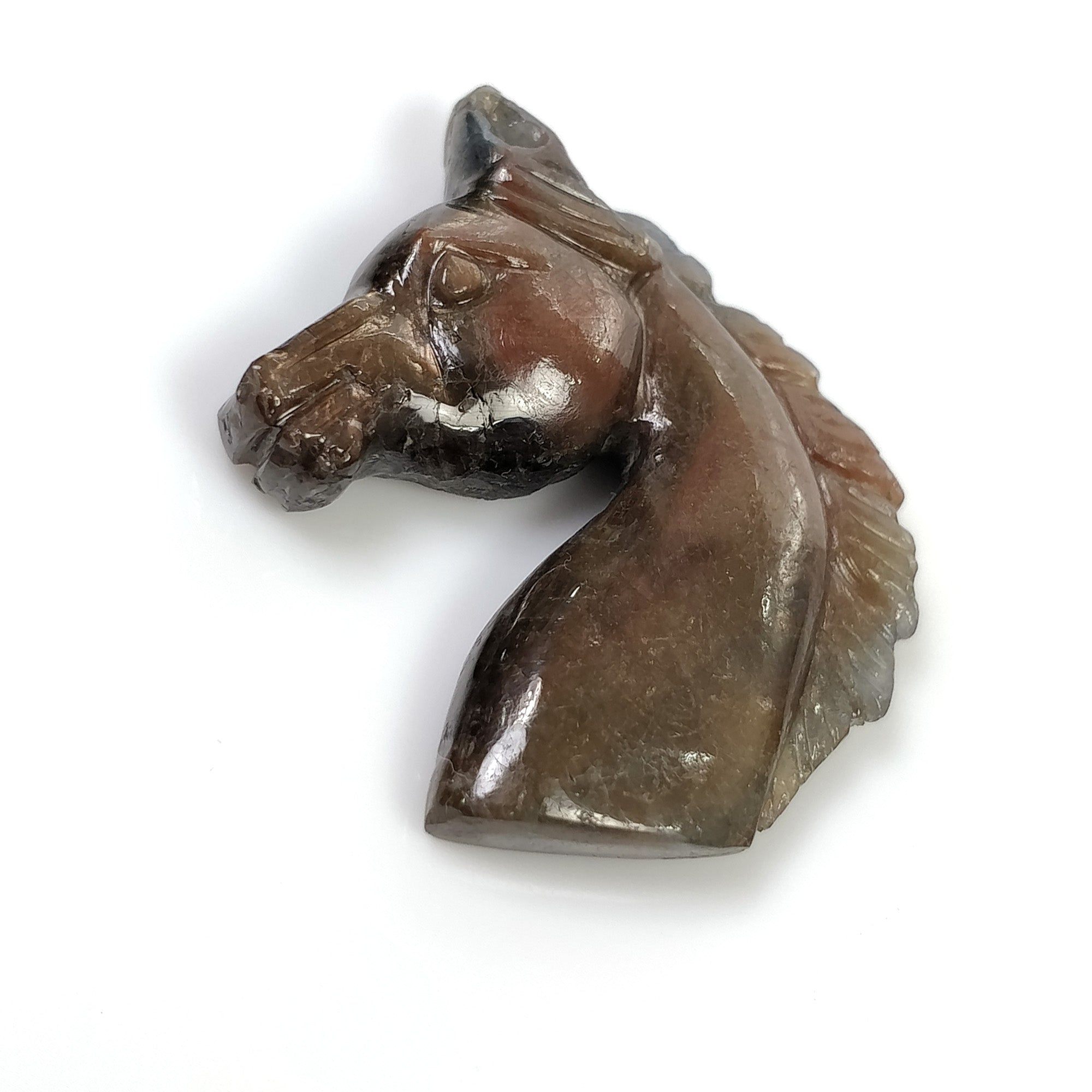 Natural Untreated Golden Brown Chocolate Blue Sapphire Gemstone Carving - 39.10cts Hand Carved Horse (33x24mm) for Jewelry Making, Collectibles & Spiritual Healing