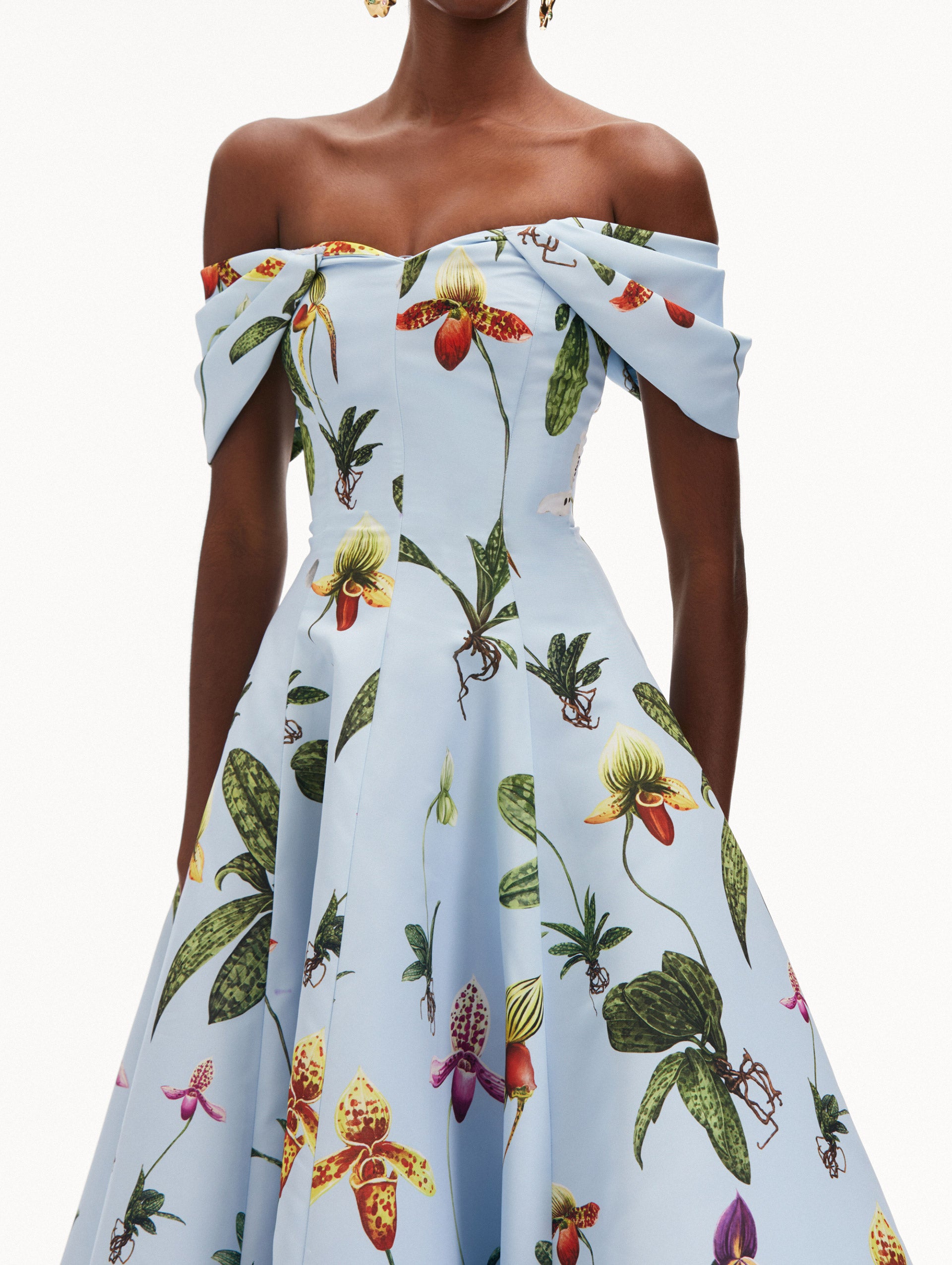 Elegant Off Shoulder Orchid Faille Gown for Women - Perfect for Weddings, Prom & Evening Events