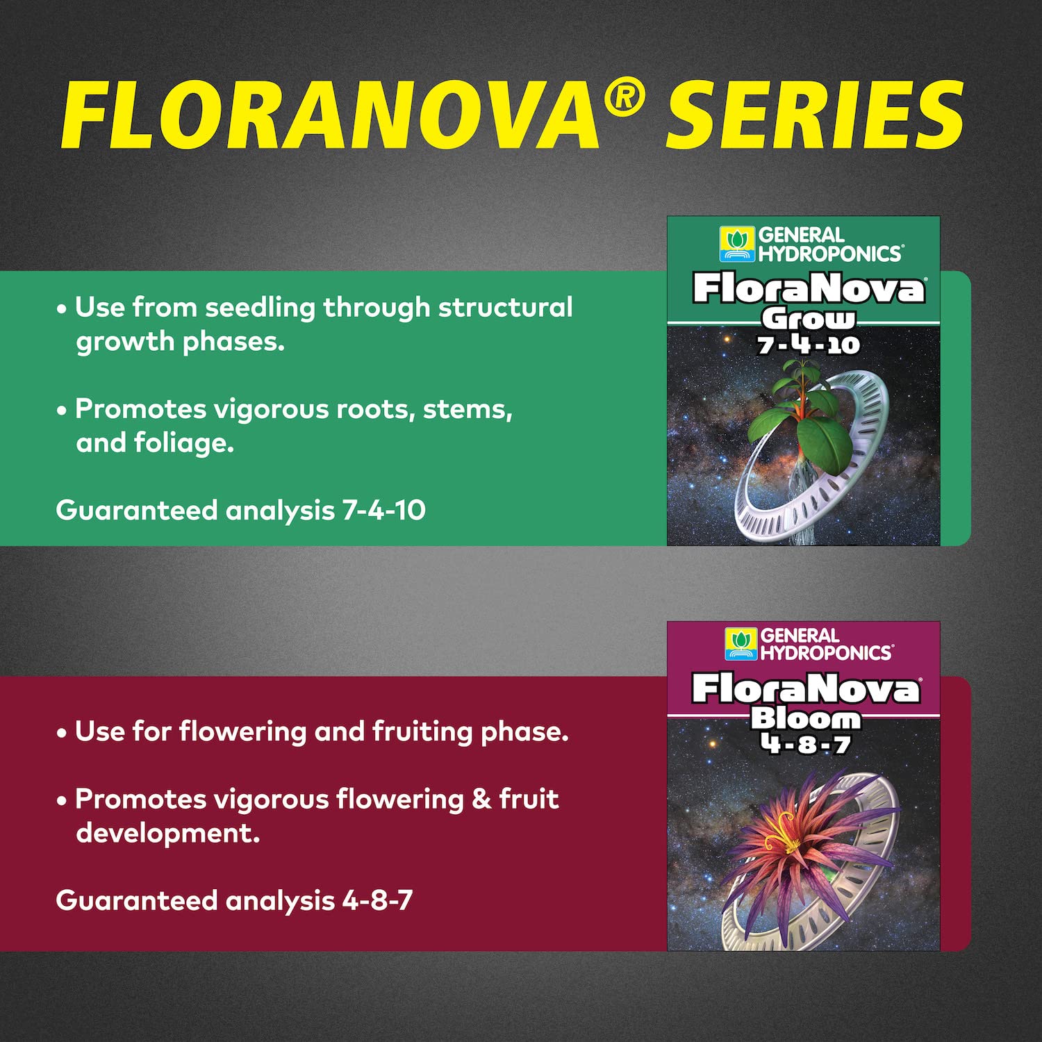 General Hydroponics HGC718807 FloraNova Grow 7-4-10 Liquid Fertilizer - High Strength Plant Food for Hydroponics, Soilless Mix & Container Gardening - Fast-Absorbing Nutrients for Indoor & Outdoor Plants (2.5-Gallon) - Perfect for Vegetables, Herbs & Flowering Plants