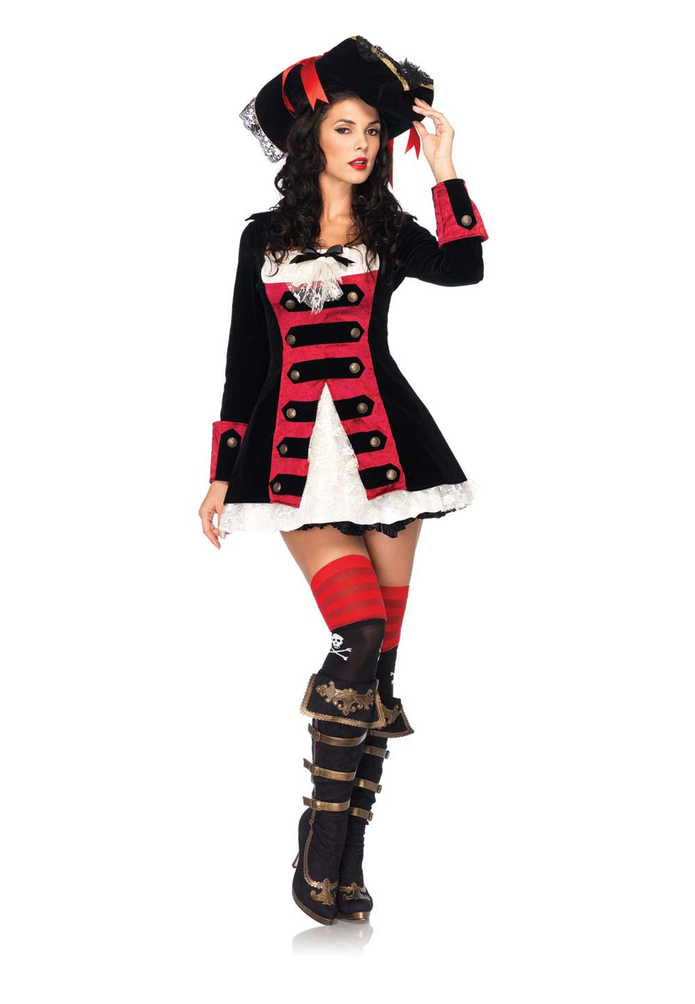 Leg Avenue Women's Charming Pirate Captain Costume - Sexy Halloween Dress Up Outfit for Cosplay, Themed Parties & Role Play