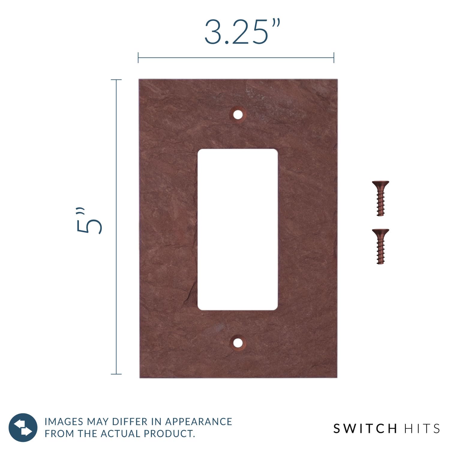 Vermont Slate Red Decorative Electrical Switch Plate Cover - 1 Gang GFCI Rocker Outlet Wall Plate (3.25