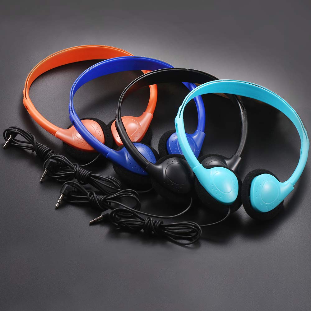 Bulk Classroom Headphones for Kids - 20 Pack Multi-Colored Student Headphones | Durable School Headphones for Classrooms, Libraries, Computer Labs, Testing Centers, Museums & Hotels | Perfect for Online Learning, Distance Education & Quiet Study Environments