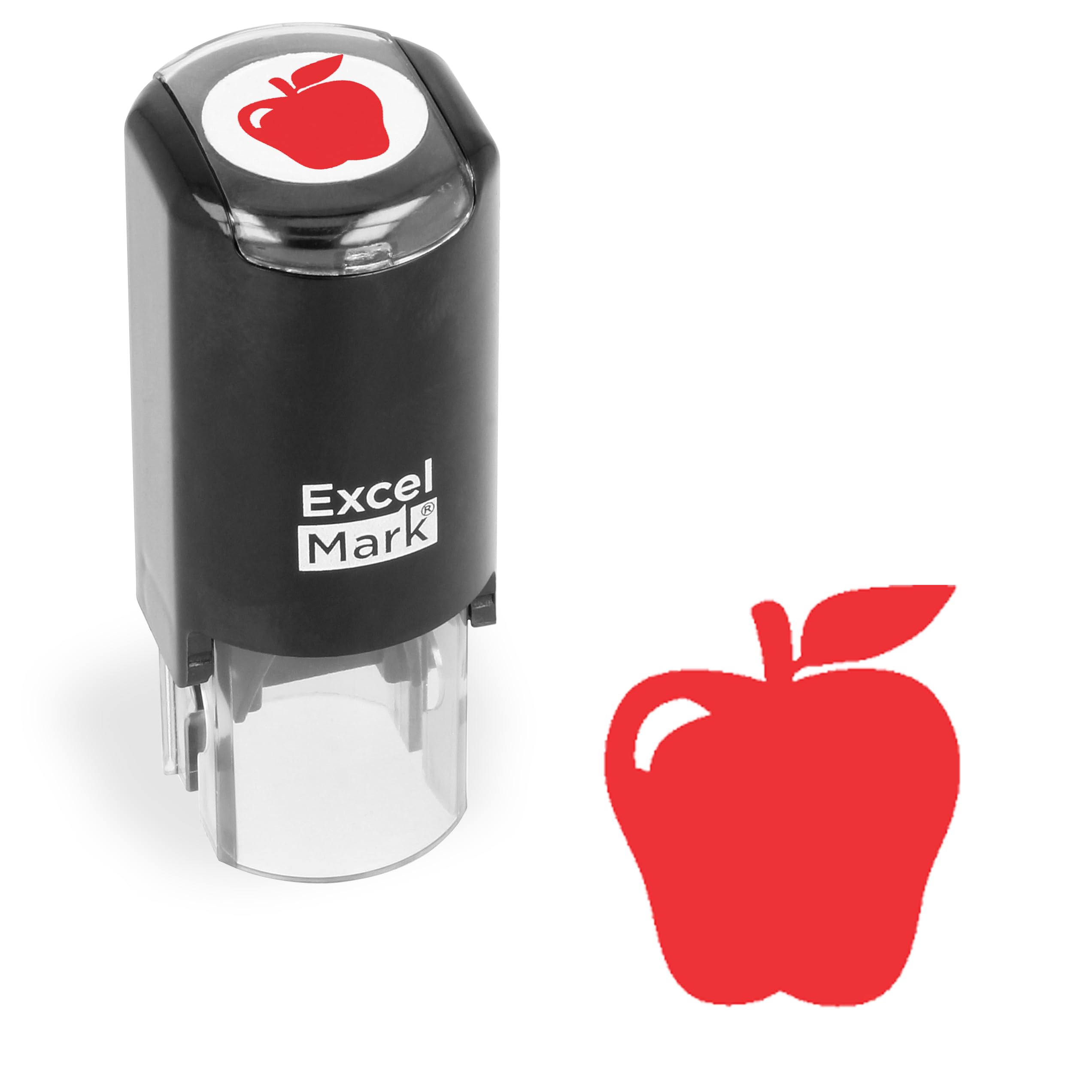 Apple-Shaped Round Teacher Stamp with Red Ink - Perfect for Grading Papers, Homework, and Classroom Rewards