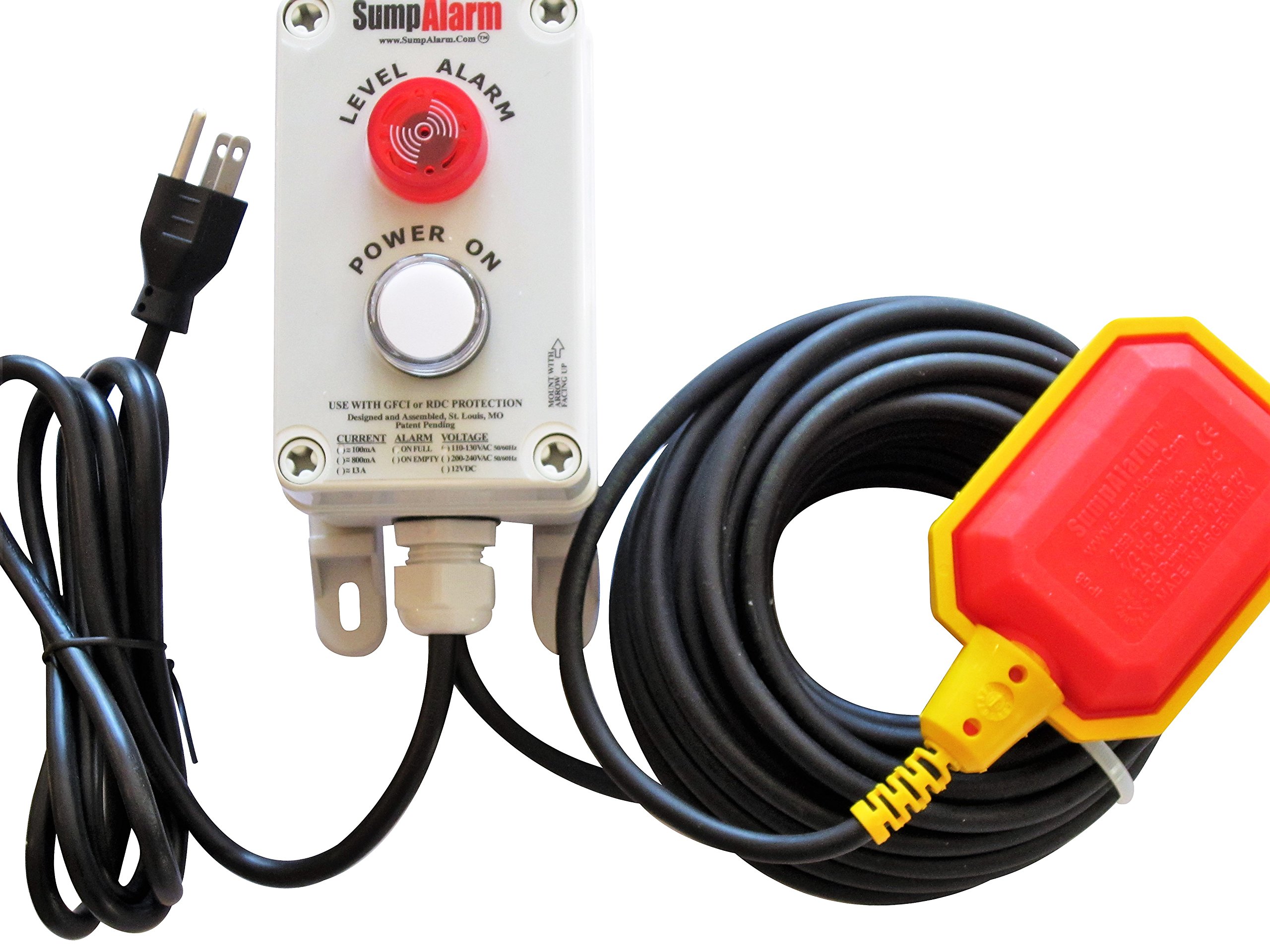 High Water Alarm for Sump Pump & Septic Tank - 90dB Weatherproof Alarm with 33ft Float Switch & LED Power Indicator | Indoor/Outdoor Flood Alert System | US Tech Support | Ideal for Basement, Crawl Space & Septic Monitoring