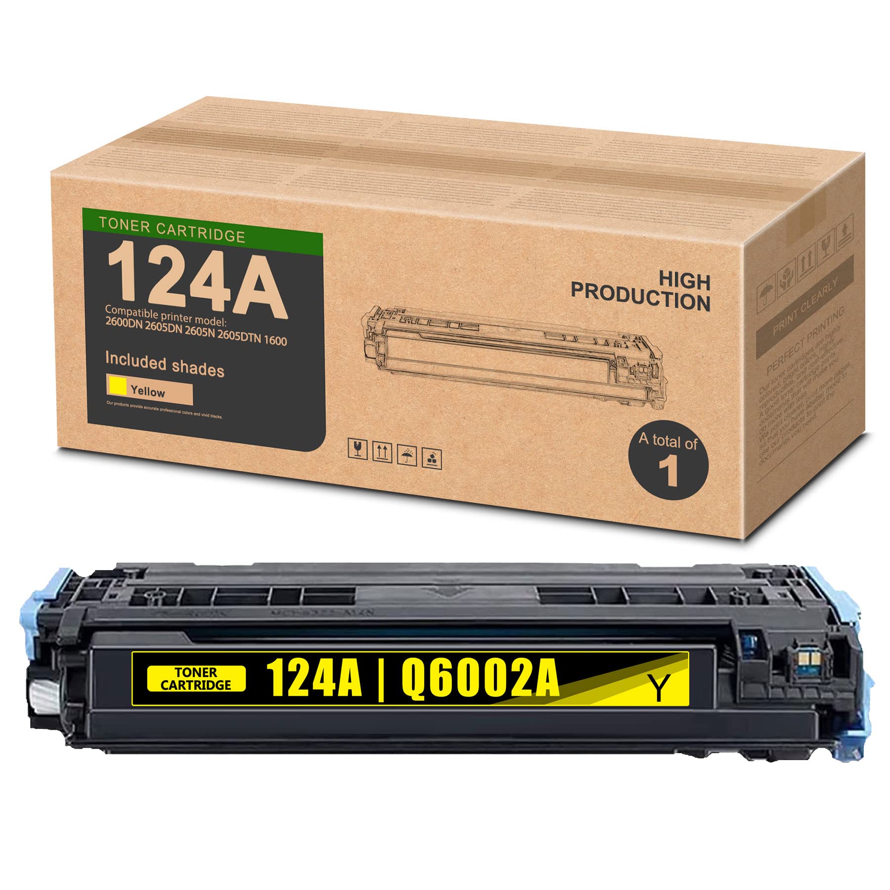 ZEDZSWGS 124A | Q6002A Remanufactured Yellow Toner Cartridge - Compatible with HP 2605dn/2605n/2600dn/2605dtn/1600 Printers (1-Pack) | High-Quality Replacement for Office & Home Printing Needs