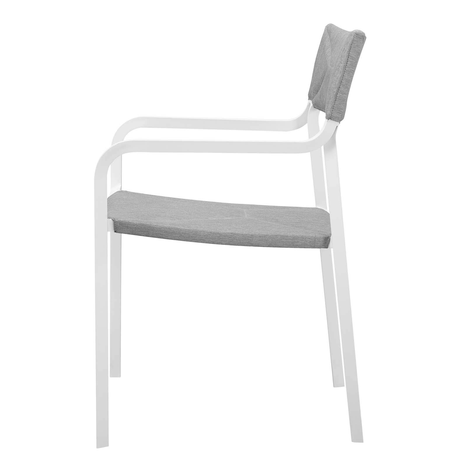 Modern Outdoor Patio Dining Armchair - Waterproof Fabric & Aluminum Frame - White & Gray - Perfect for Garden, Poolside, and Backyard Relaxation
