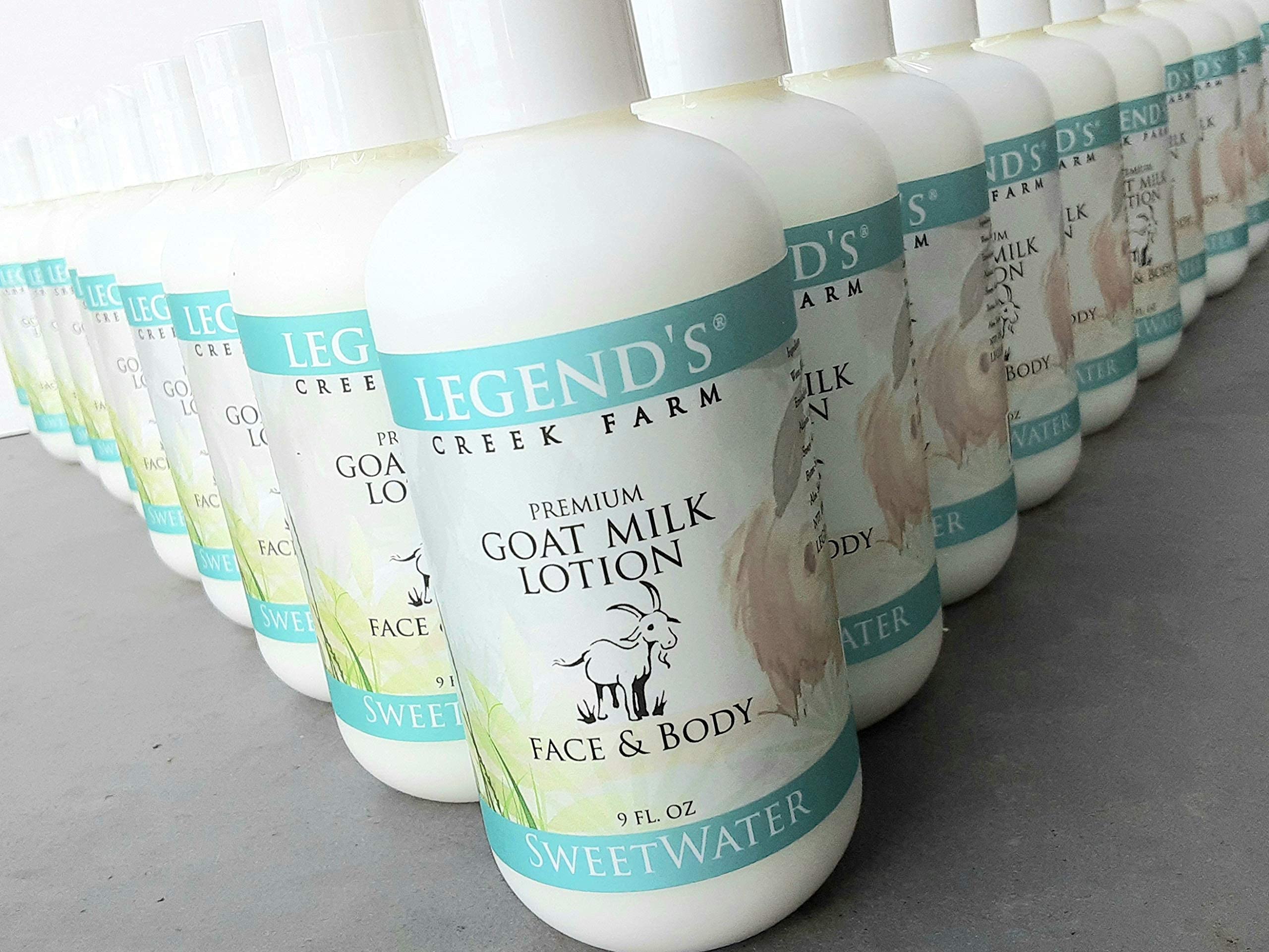 Legend's Creek Farm Goat Milk Lotion - Natural Moisturizing Body Lotion for Dry Skin, Hands & Face - 9 oz Hydrating Cream with Shea Butter, Sunflower Oil & Aloe Vera - Handmade in USA - Perfect for Daily Skincare, After Shower & Winter Dryness Relief