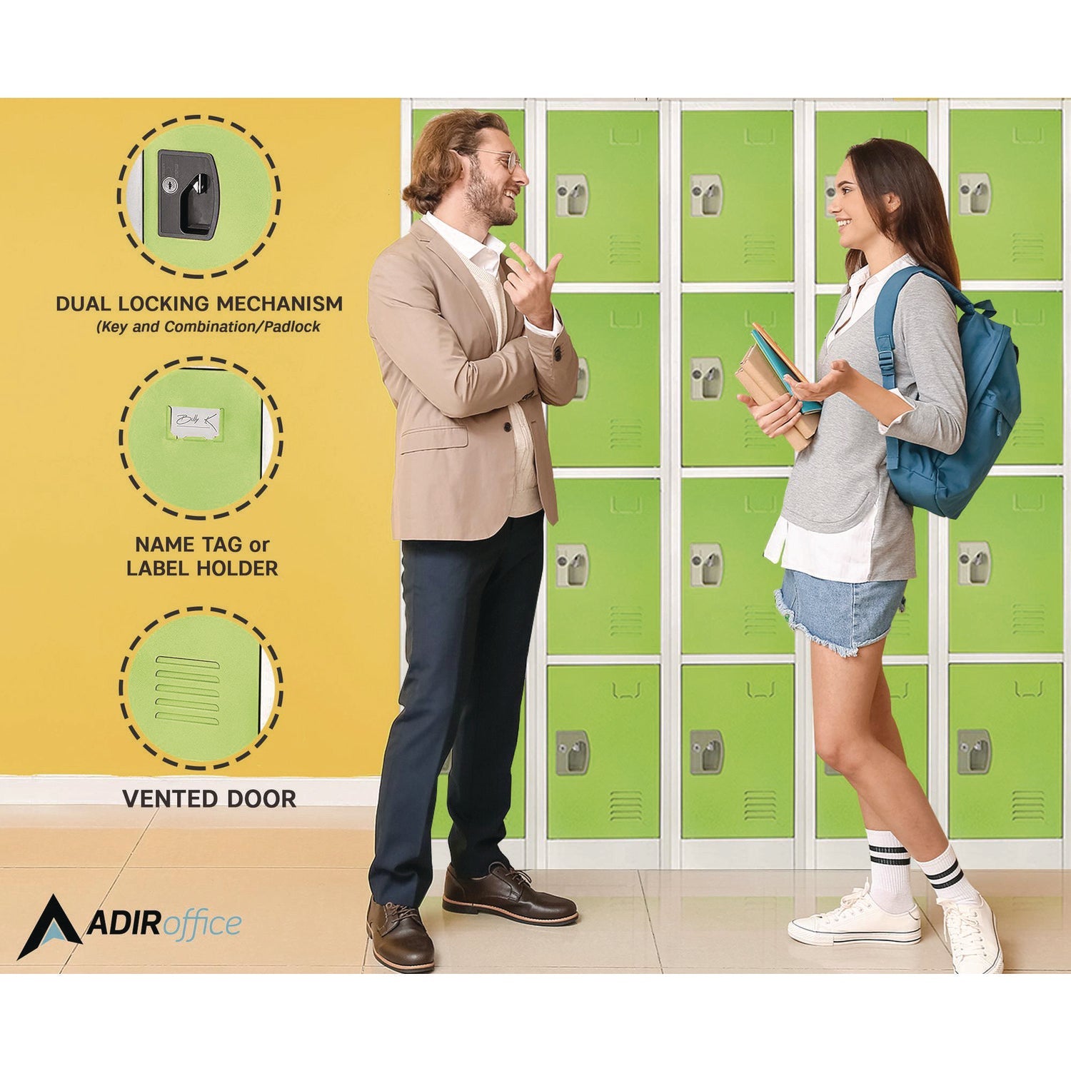 AdirOffice 4-Compartment Steel Storage Locker - 12