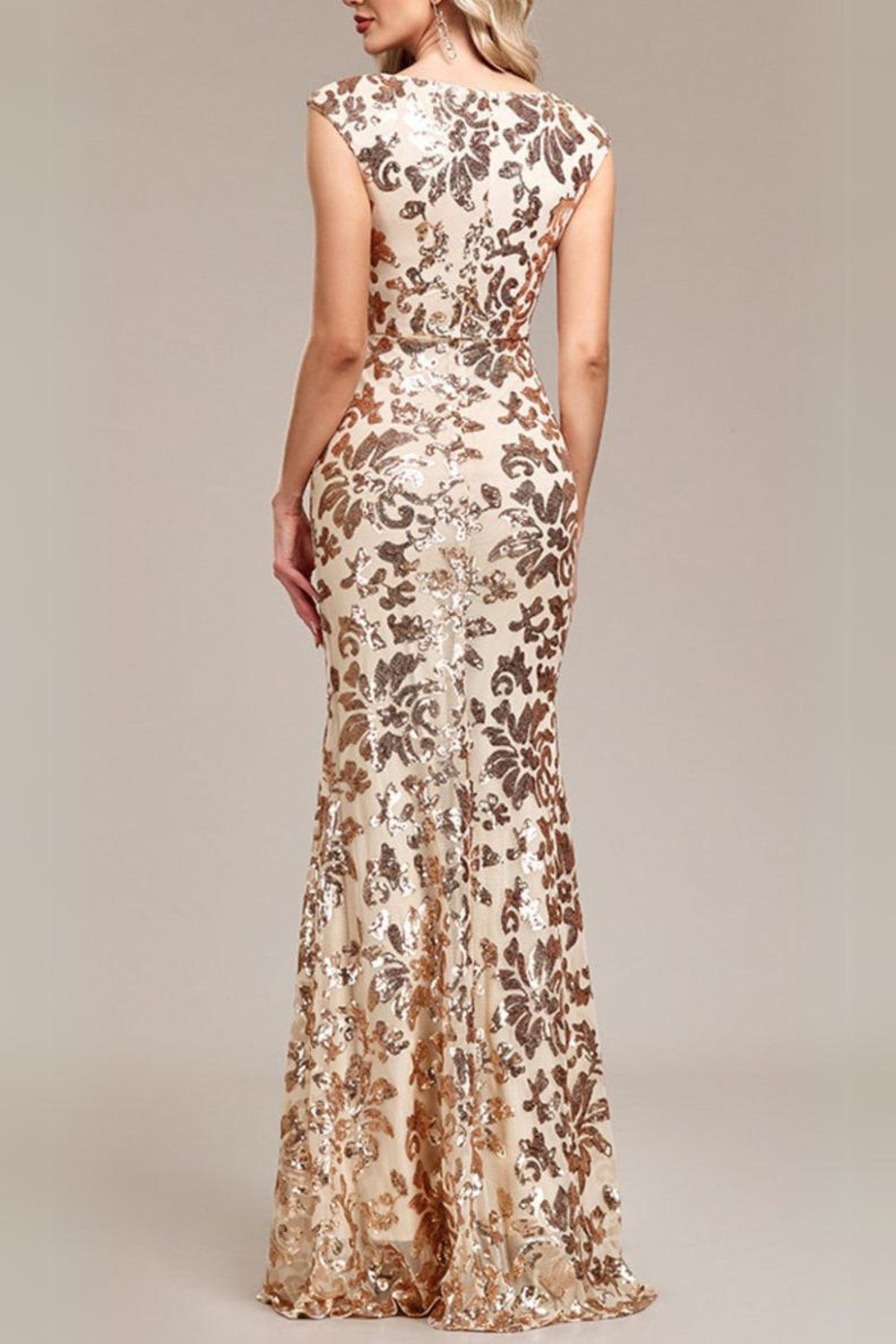 ARZILLA Gold Sequin Gown - Elegant Evening Dress for Prom, Party & Special Occasions