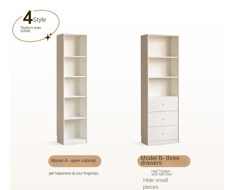 French Cream Style Poplar Solid Wood Bookcase with Glass Door - Whole Wall Combination for Living Room, Office & Library Storage