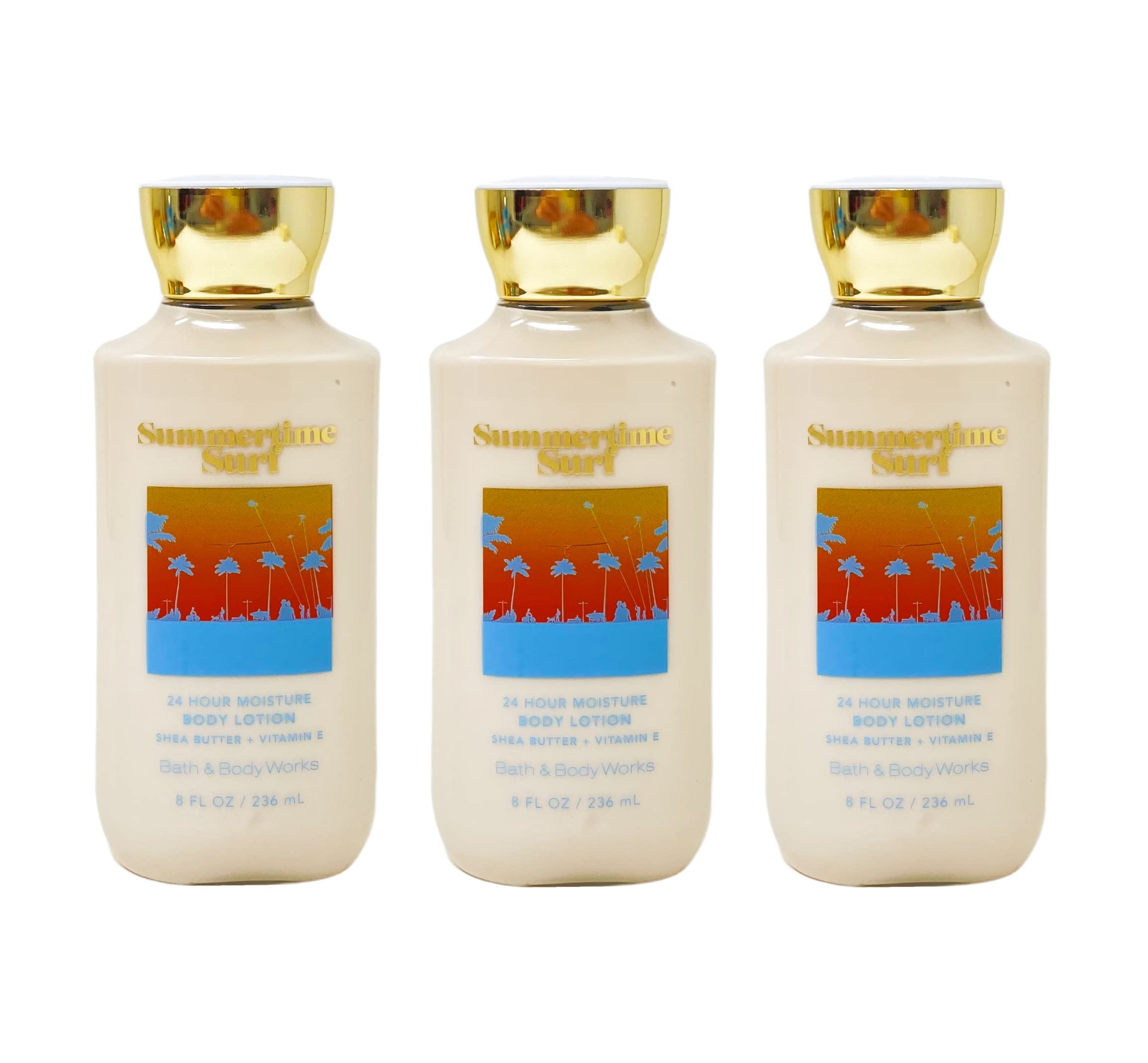 Bath & Body Works Summertime Surf 24-Hour Moisturizing Body Lotion Set - Pack of 3 | Hydrating Coconut Scent for Dry Skin | Perfect for Beach Days, Summer Travel & Daily Skincare Routine