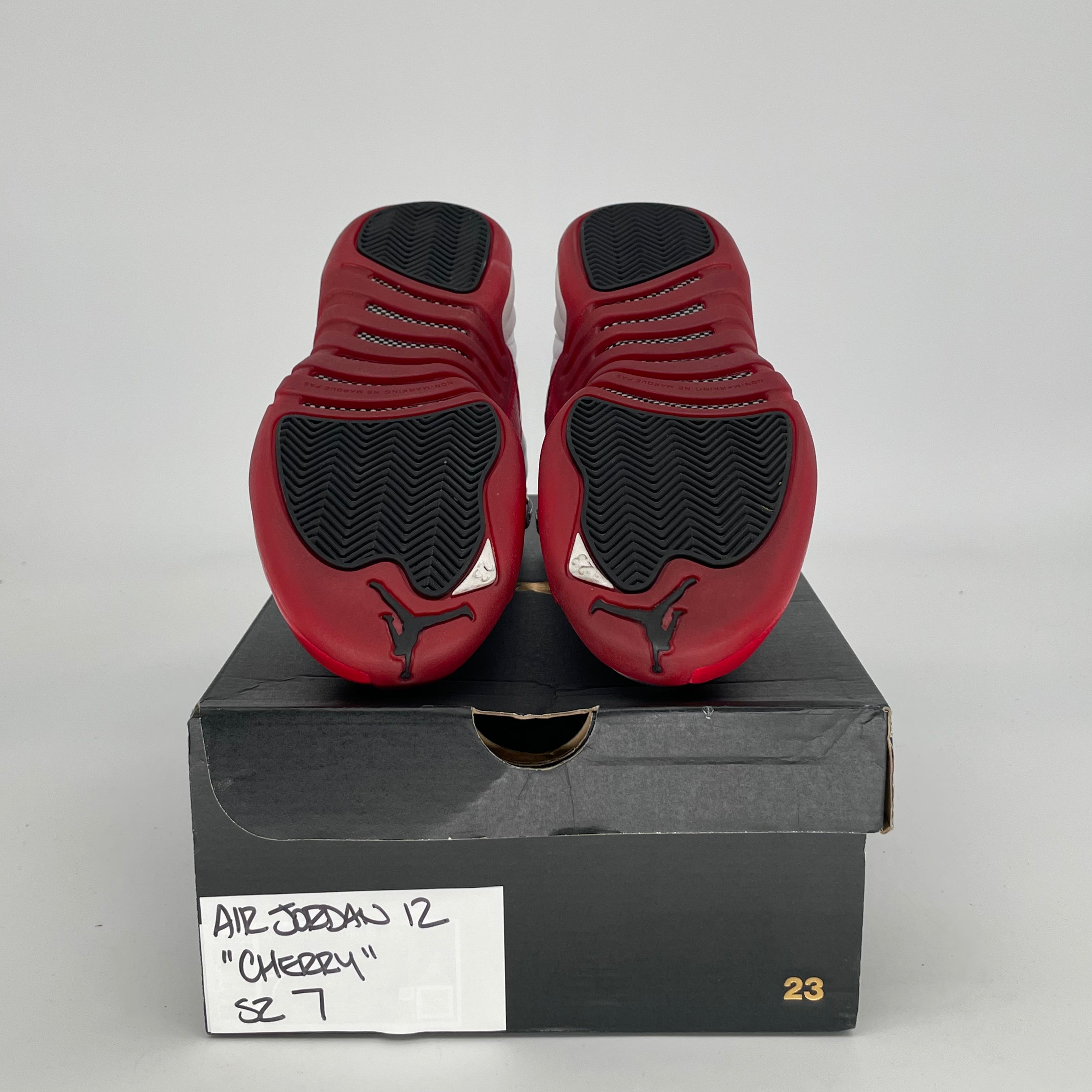 Original Air Jordan 12 Cherry Basketball Shoes - Women's Size 7/8.5W (Style# 153265-116) - Perfect for Streetwear, Sneaker Collecting & Casual Fashion