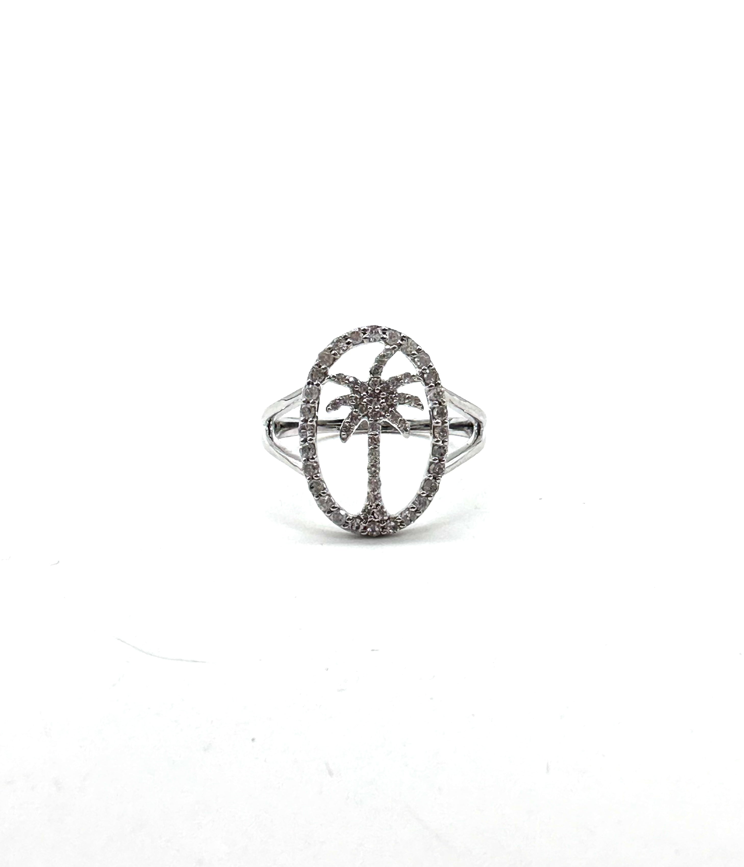 Palm Tree Diamond Ring for Women - 14K Gold or Sterling Silver Tropical Beach Jewelry - Perfect for Vacation, Summer Parties & Beach Weddings