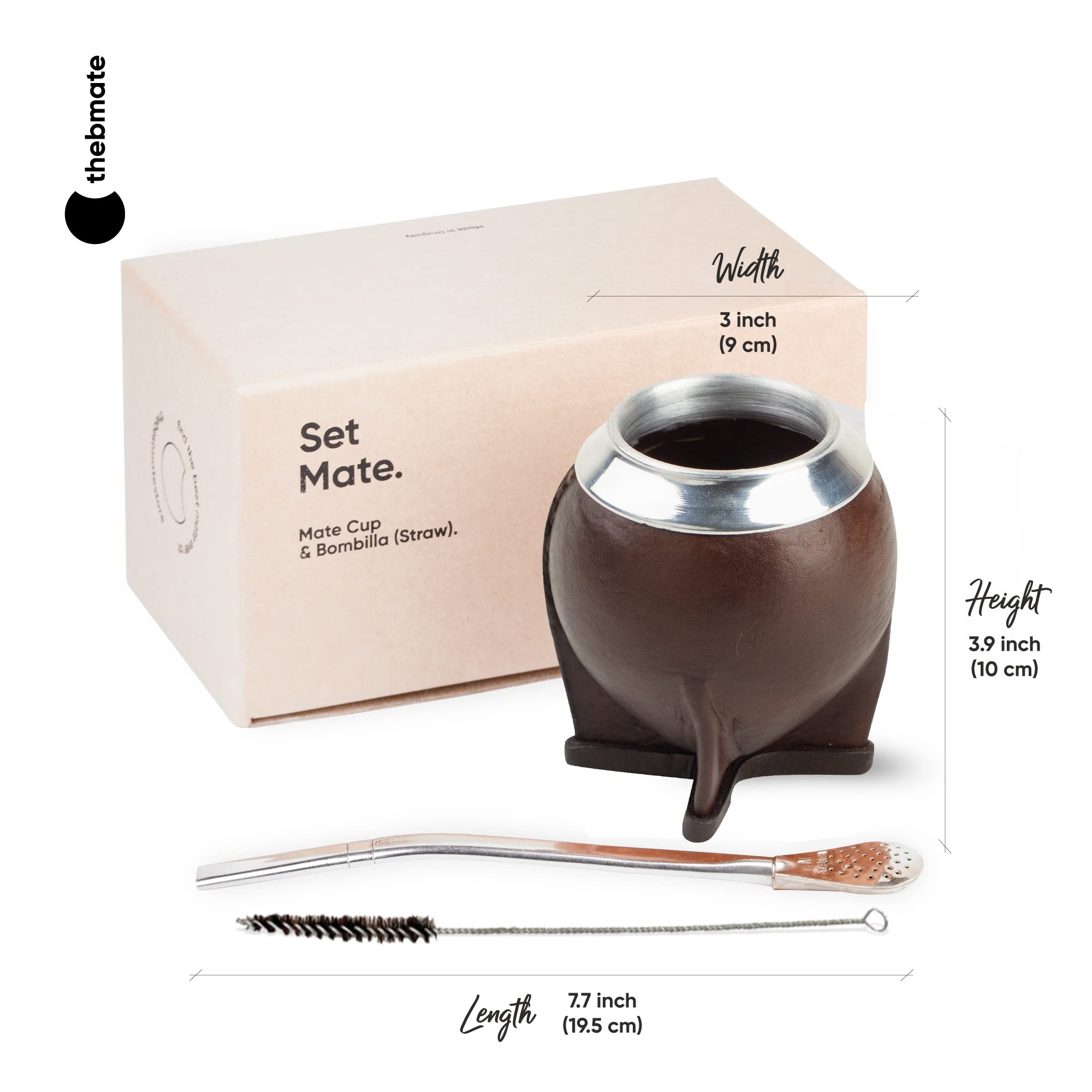 Premium Yerba Mate Cup Set - Ceramic with Leather Wrap & Bombilla Straw - Perfect for Tea Lovers