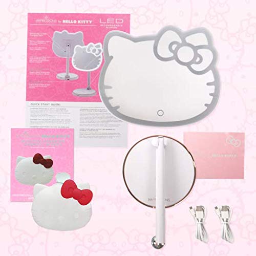 Hello Kitty Rechargeable LED Makeup Mirror Set with Adjustable Light - Portable Vanity Mirror for Girls & Women | Perfect for Home Dressing Table, Travel, and Gift Giving