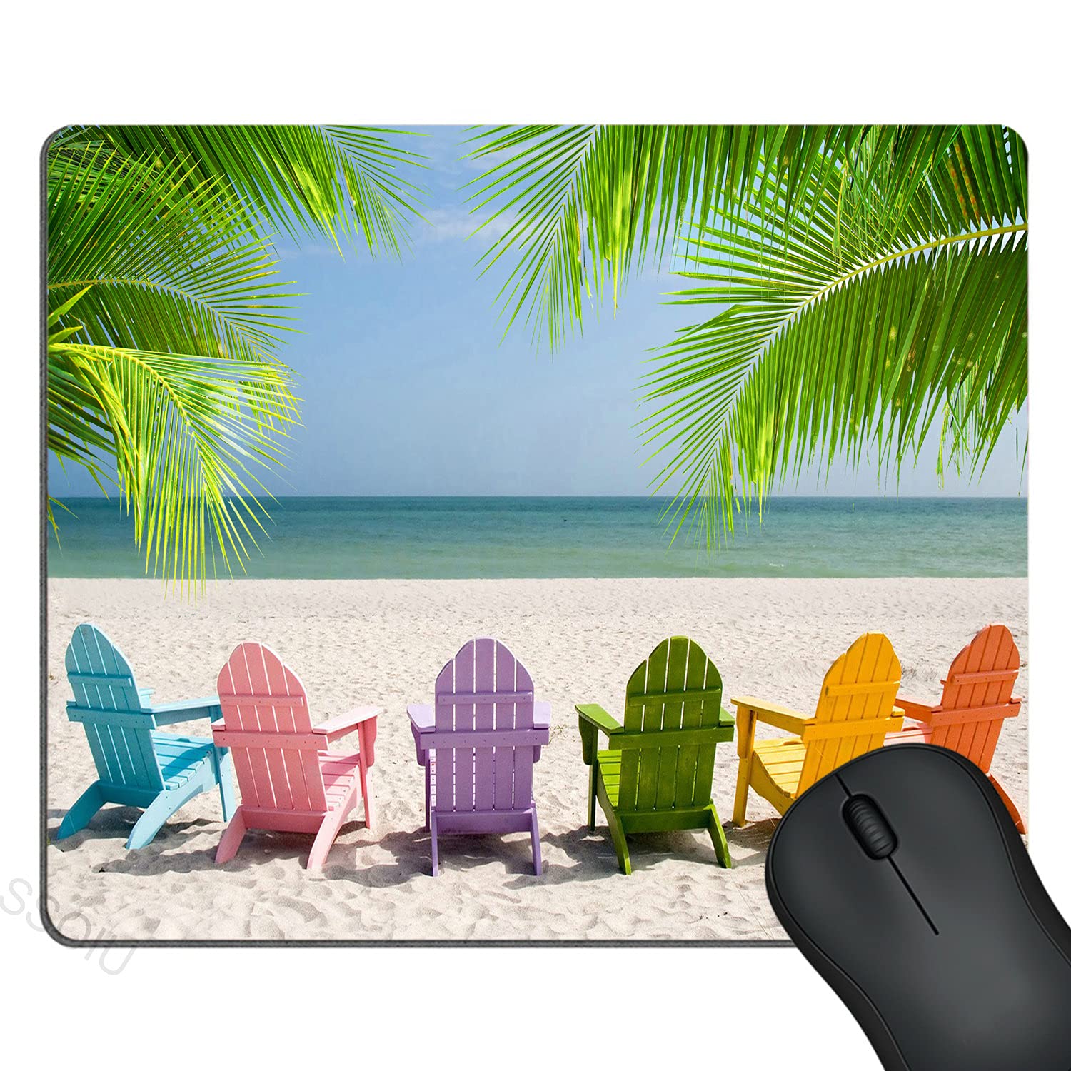 SSOIU Tropical Beach Scene Mouse Pad - 9.5 x 7.9 Inch Non-Slip Rubber Gaming Mouse Mat (240x200x3mm) for Office, Home & Gaming - Perfect for Computer Workstations, Laptop Desks & Gaming Setups