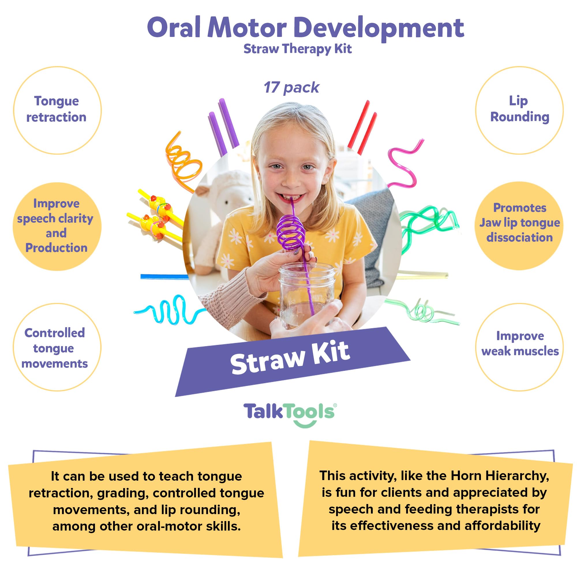 TalkTools Premium Crazy Drinking Straws - Fun, Colorful, Reusable Twisty Loop Straws for Kids & Parties (17-Pack) - Perfect for Birthday Celebrations, School Events & Family Gatherings