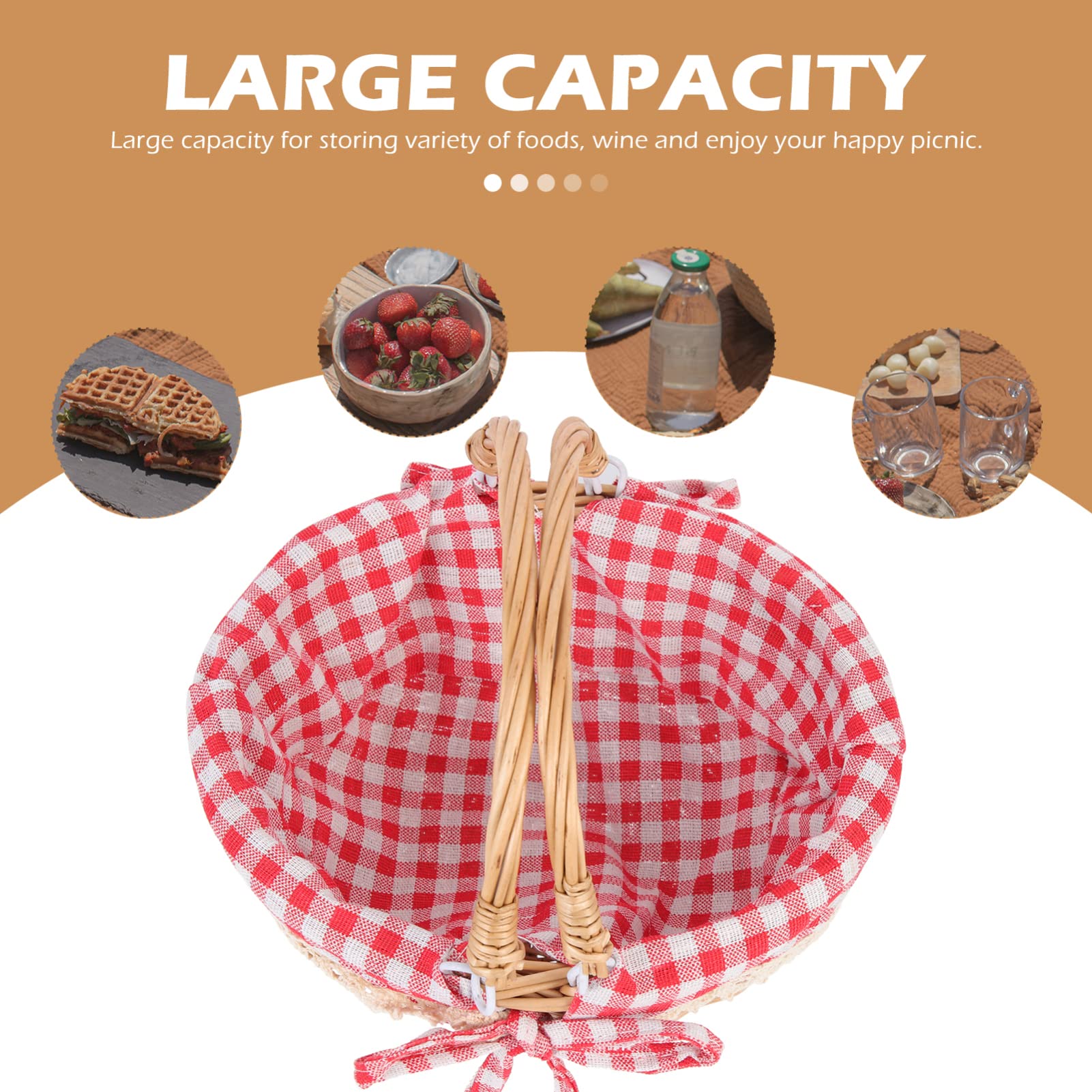 Eco-Friendly Rattan Picnic Basket - Multipurpose Woven Storage Container for Food, Groceries, Flowers & Home Decor | Perfect for Halloween, Picnics, Weddings & Beach Outings | Durable Handwoven Decorative Hamper