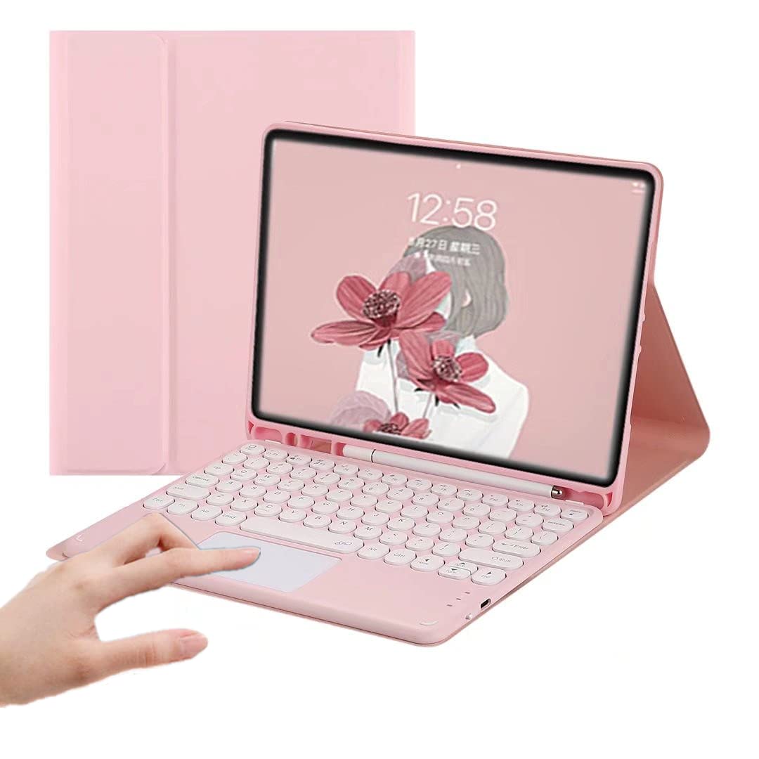 AnMengXinLing iPad Pro 11 Keyboard Case (2020/2021/2022) - Detachable Backlit Keyboard with Touchpad & Apple Pencil Holder, Folio Smart Cover for iPad Pro 11-inch 4th/3rd/2nd Generation (Pink) | Perfect for Work, Study & Travel