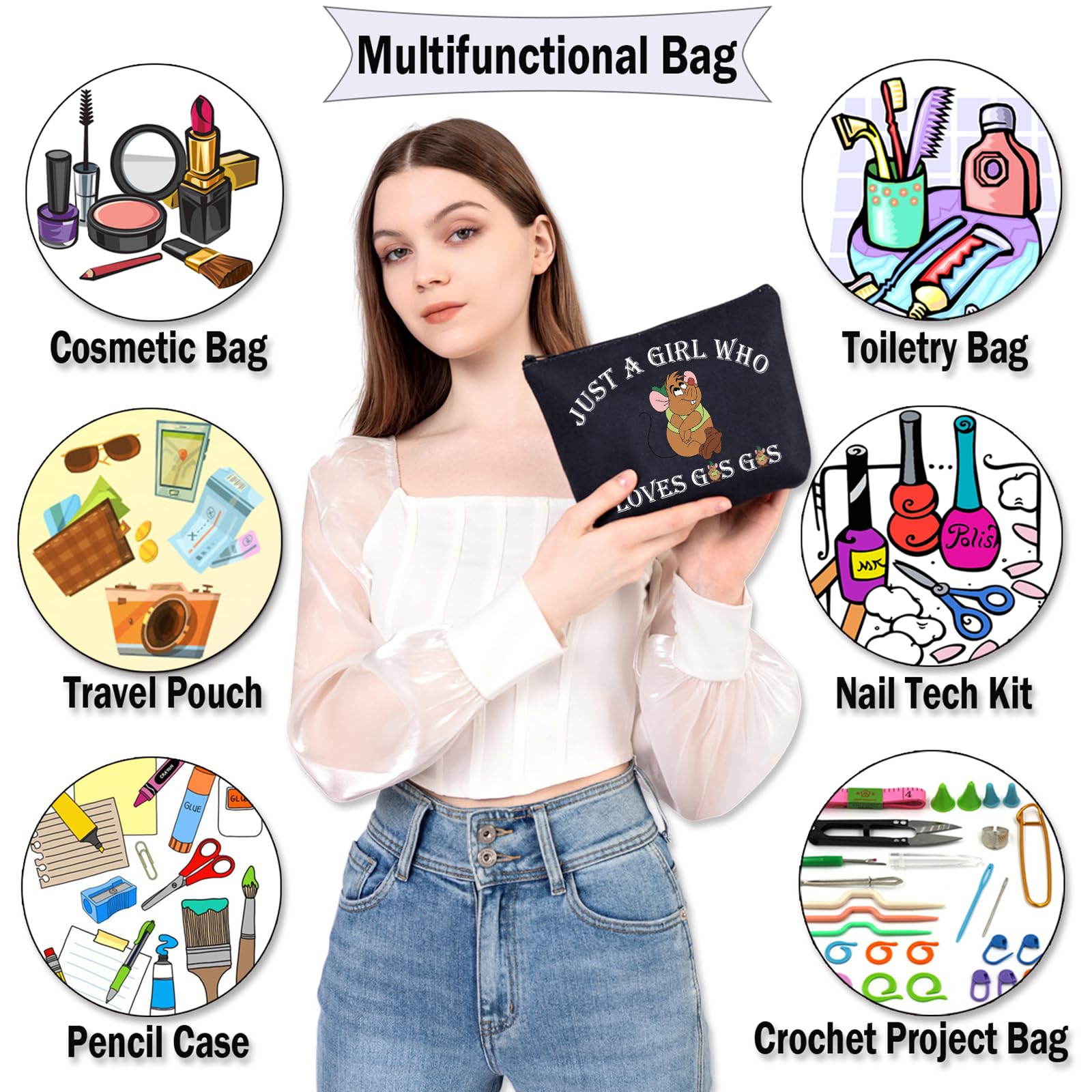 BDPWSS Cute Mouse-Themed Makeup Bag - Perfect Travel Toiletry Organizer for Women Who Love Travel & Beauty | Ideal for Vacation, Gym, and Daily Essentials Storage