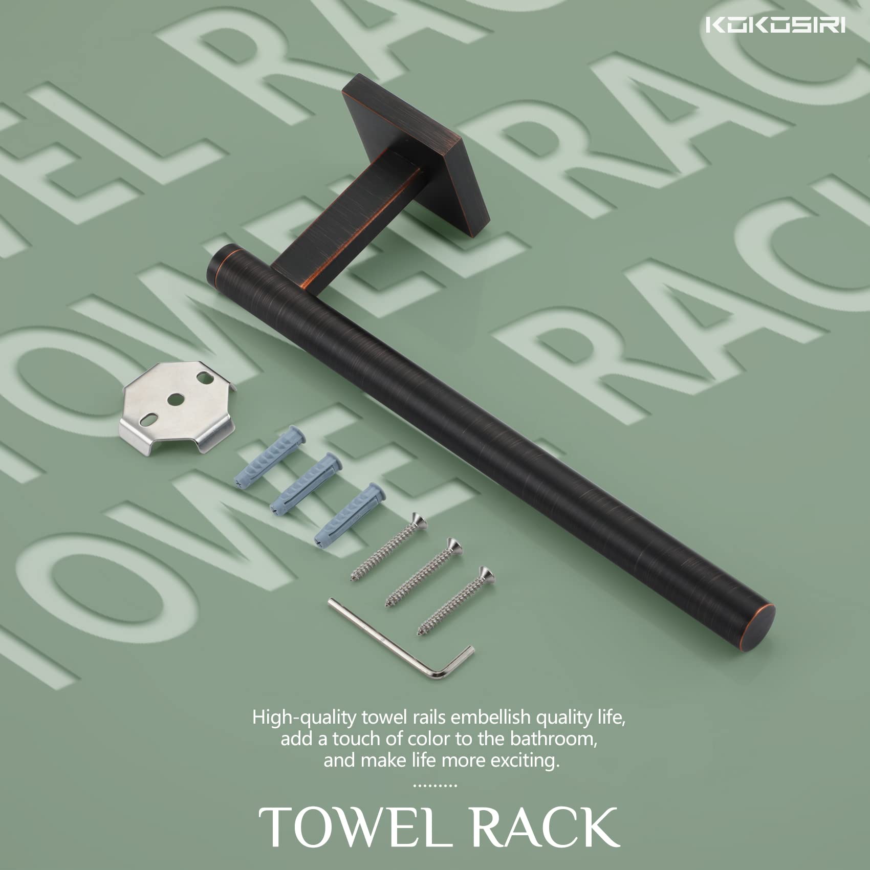Stainless Steel Wall Mounted Towel Bar & Paper Holder - Oil Rubbed Bronze Bathroom & Kitchen Accessories for Hand Towels, Toilet Paper - Perfect for Modern Bathrooms, Powder Rooms & Kitchens (Model B3008ORB)