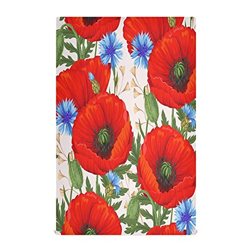 Watercolor Red Poppies Kitchen Towels Set of 4 - 18x28in Absorbent Dish Cloths for Drying Dishes | Spring Summer Floral Decor for Kitchen, Dining Room & Home | Perfect Gift for Housewarming & Hostess