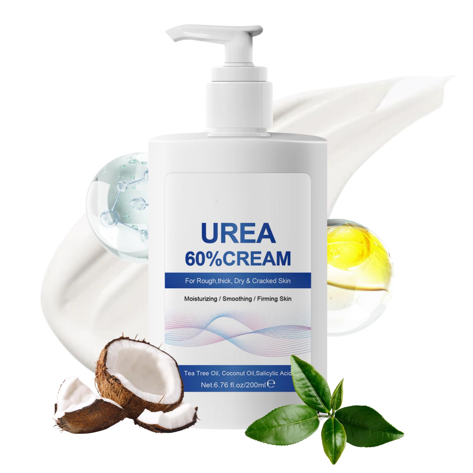 60% Urea Foot Cream for Cracked Heels & Dry Skin - 200ml Moisturizing Hand & Foot Repair Treatment - Intense Hydration for Rough, Calloused Feet - Perfect for Daily Foot Care & Pedicure Prep