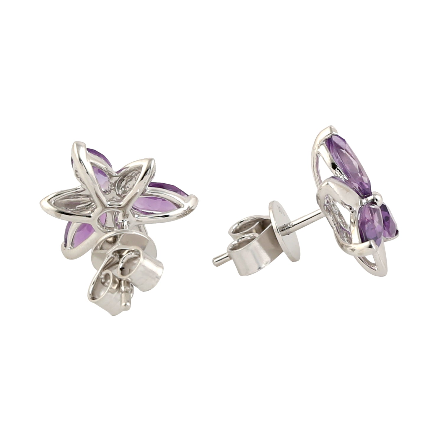 10K White Gold Marquise Cut Amethyst Stud Earrings for Women - Elegant Purple Gemstone Jewelry for Wedding, Party & Gift Giving