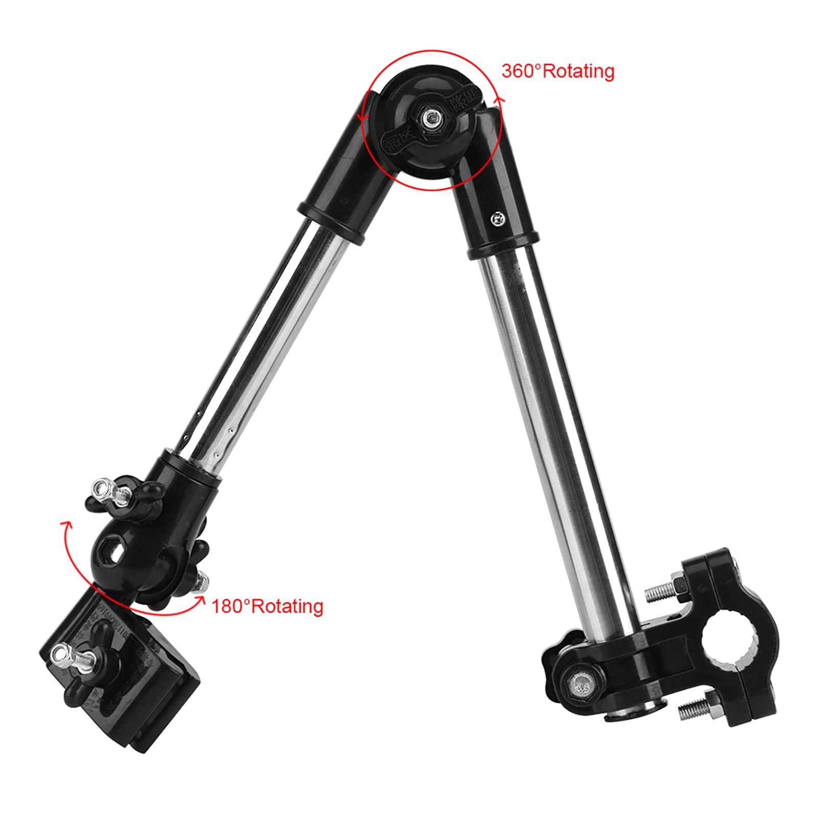 360° Adjustable Stainless Steel Umbrella Mount Holder for Wheelchair, Bicycle & Rollator - Black Stretch Umbrella Stand for Outdoor Activities, Rain Protection & Sun Shade